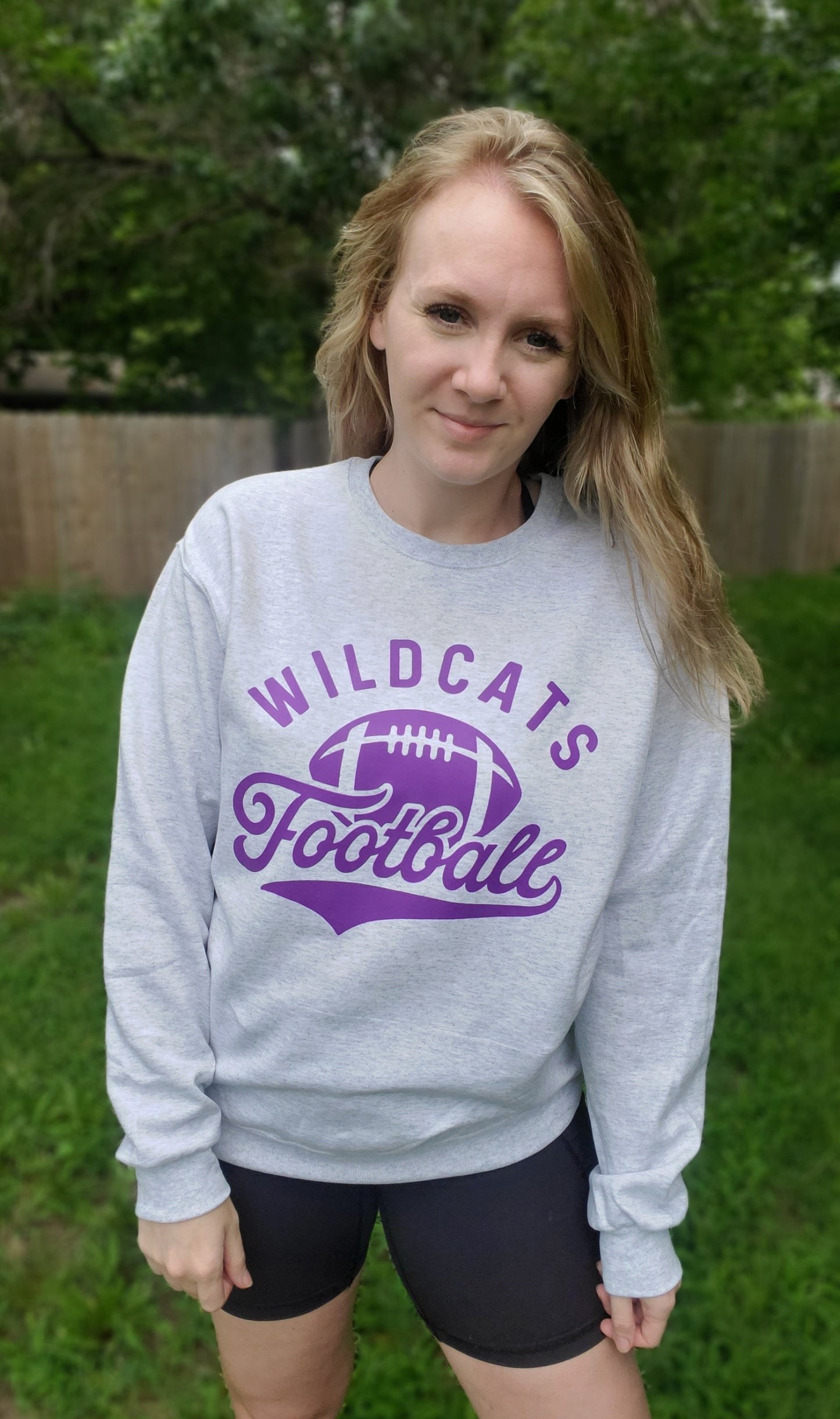 WILDCATS FOOTBALL Ash Grey Crewneck Sweatshirt