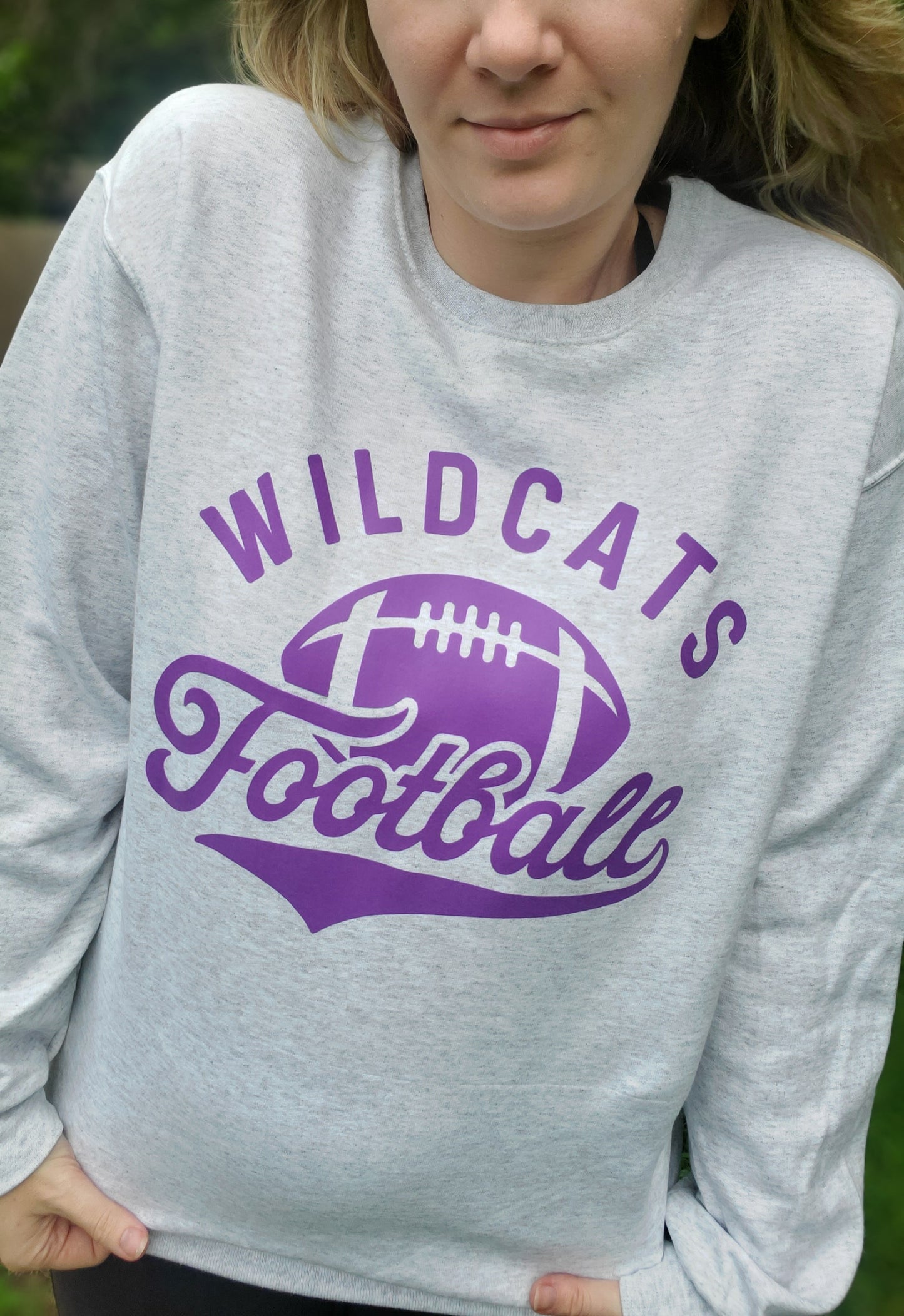 WILDCATS FOOTBALL Ash Grey Crewneck Sweatshirt