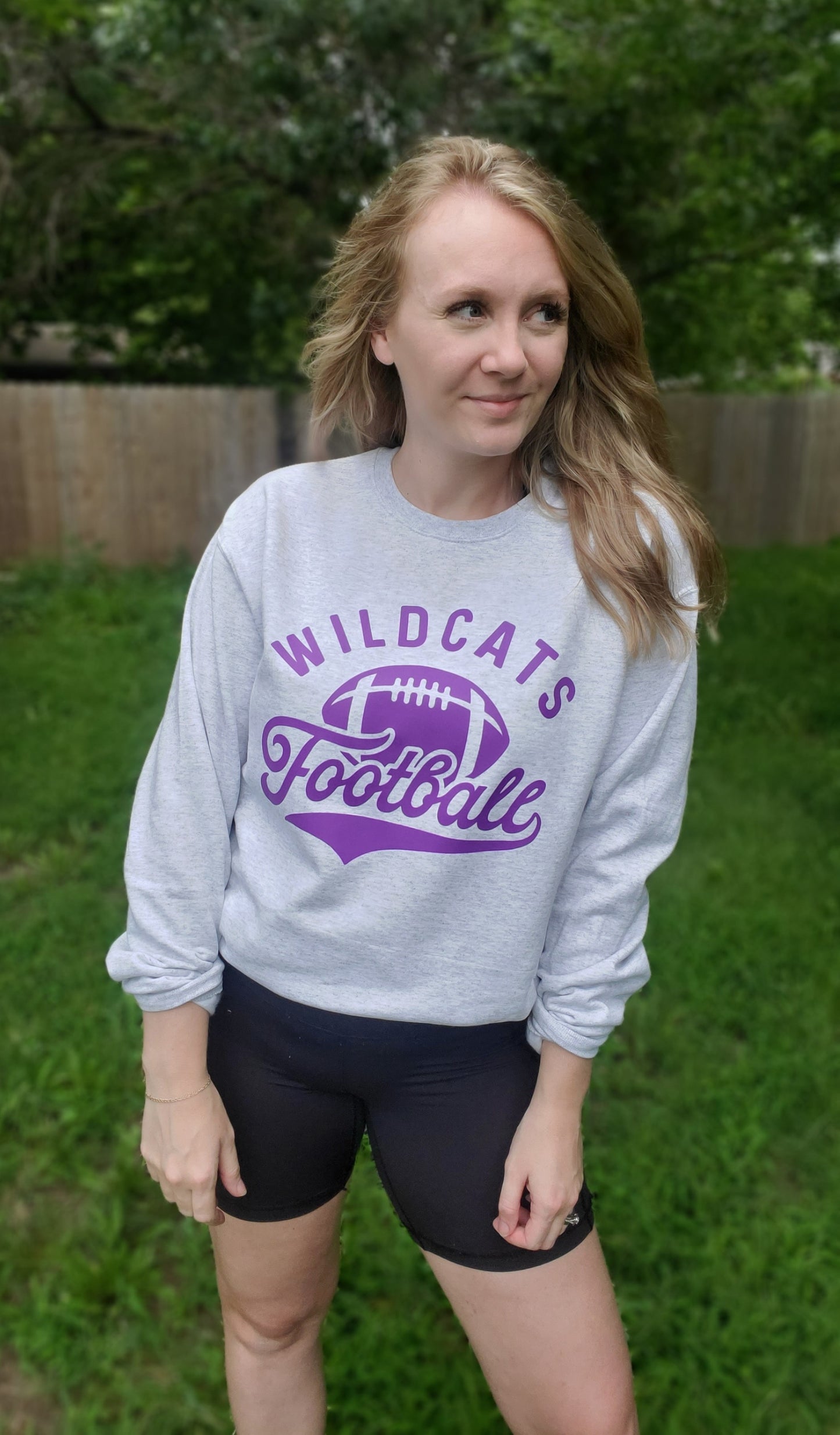 WILDCATS FOOTBALL Ash Grey Crewneck Sweatshirt