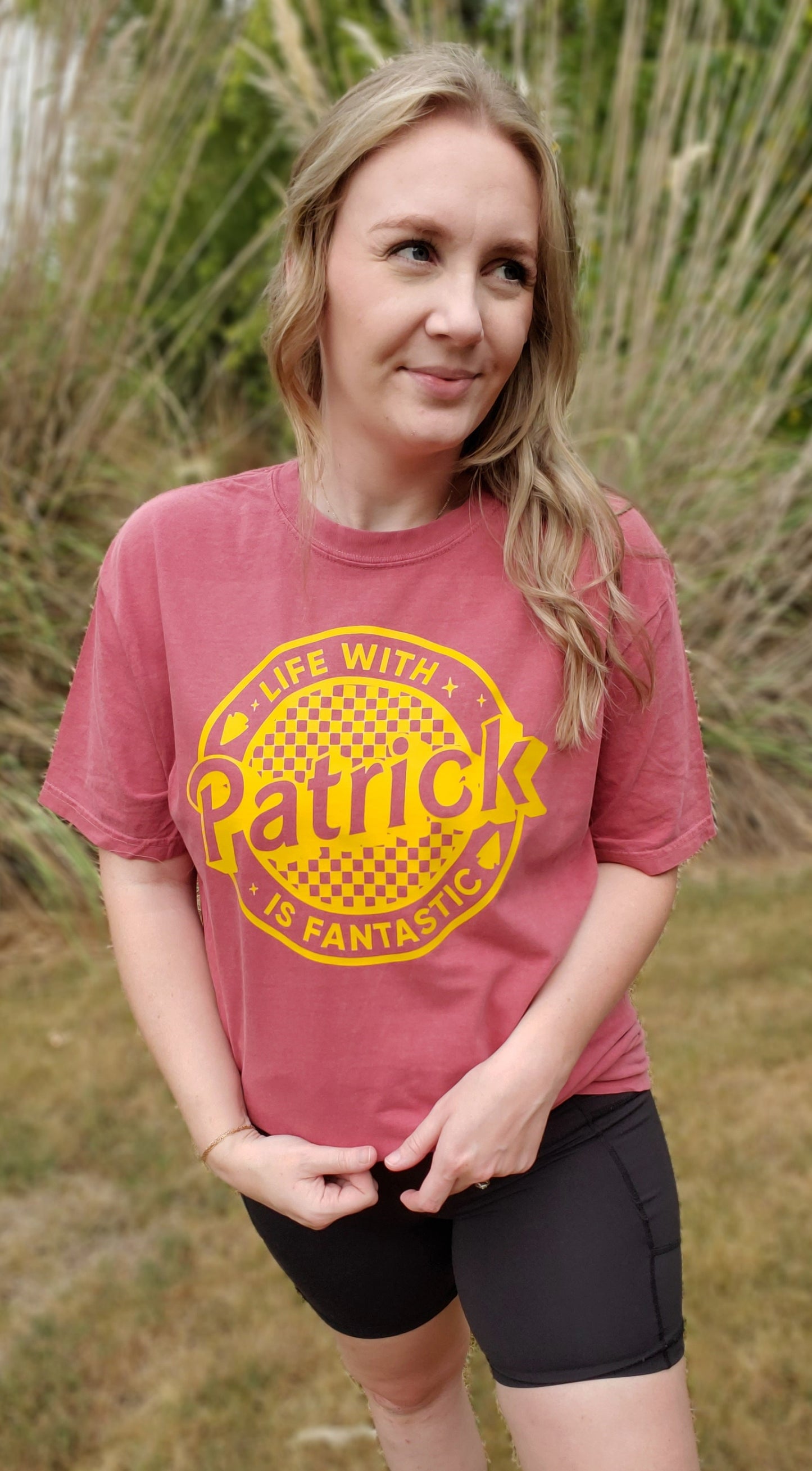 LIFE WITH PATRICK IS FANTASTIC Red Vintage Wash Short Sleeve Tee