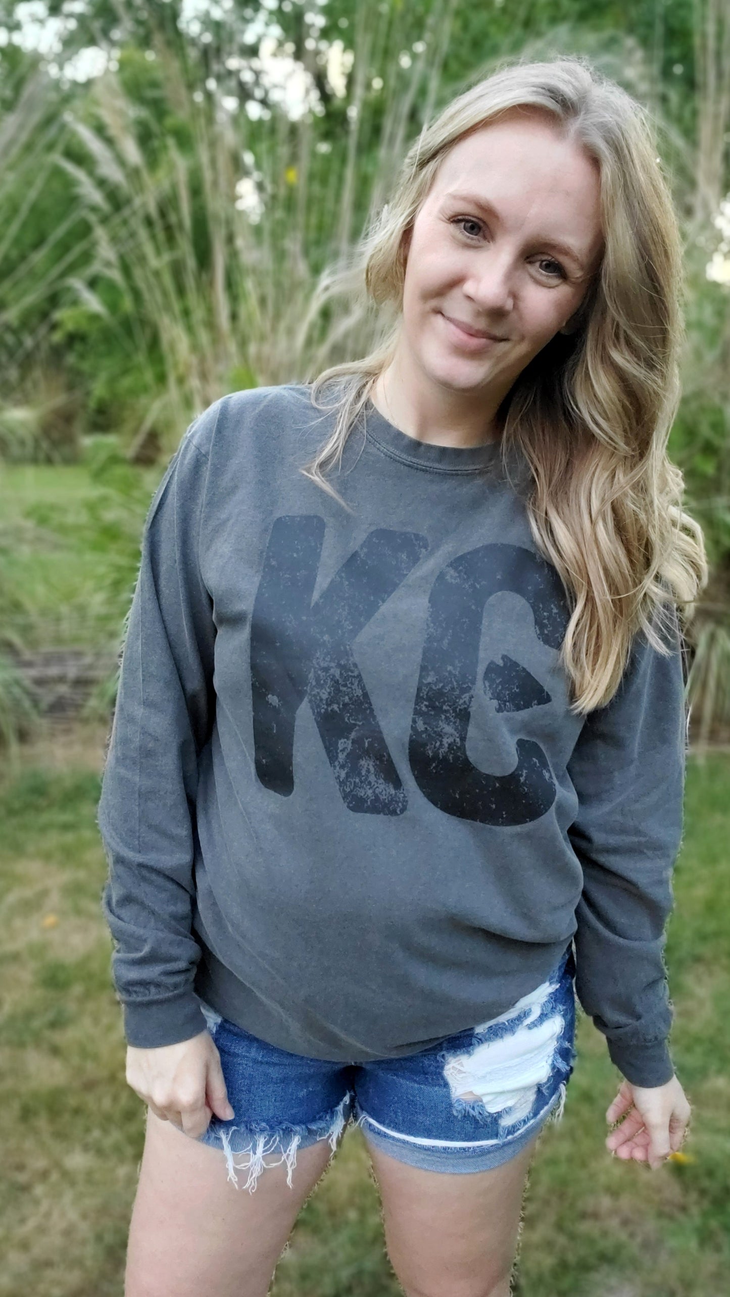 KC DISTRESSED ARROW Vintage Wash Long Sleeve Vintage Tee