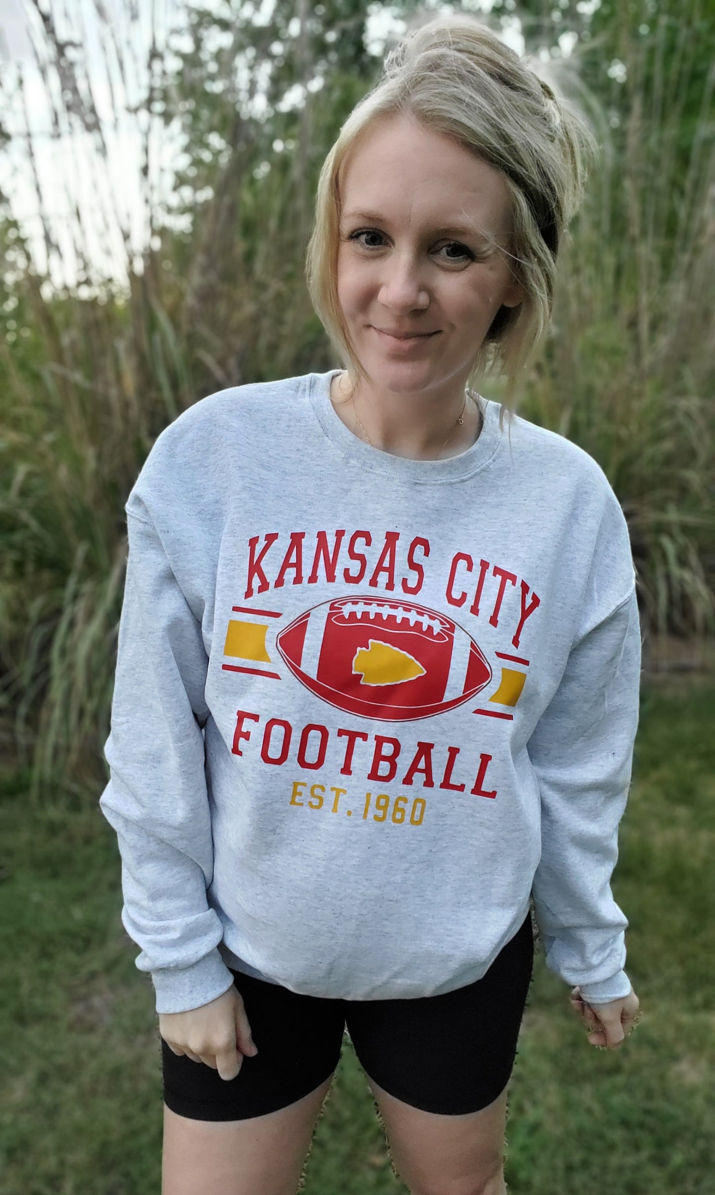 KANSAS CITY FOOTBALL Ash Crewneck Sweatshirt