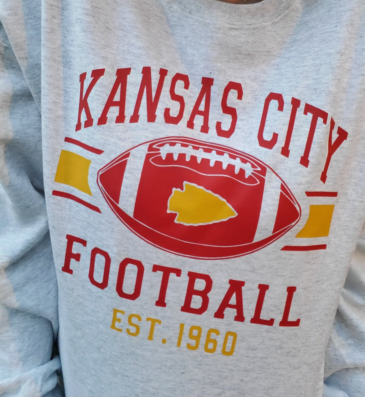 KANSAS CITY FOOTBALL Ash Crewneck Sweatshirt