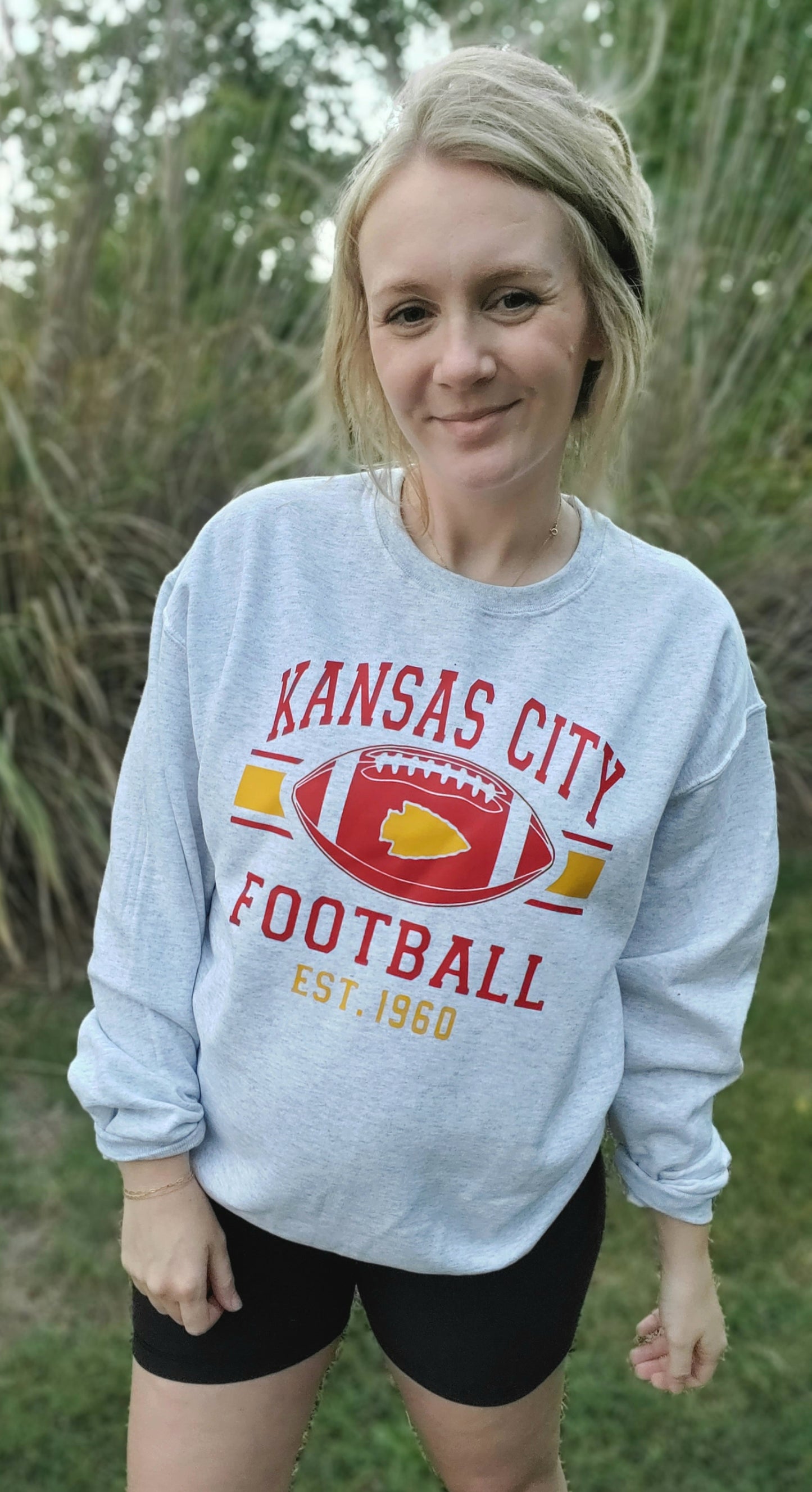 KANSAS CITY FOOTBALL Ash Crewneck Sweatshirt