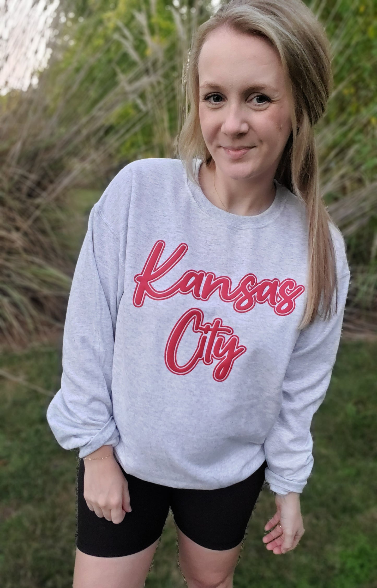 KANSAS CITY Script *PUFF* Ash Crewneck Sweatshirt