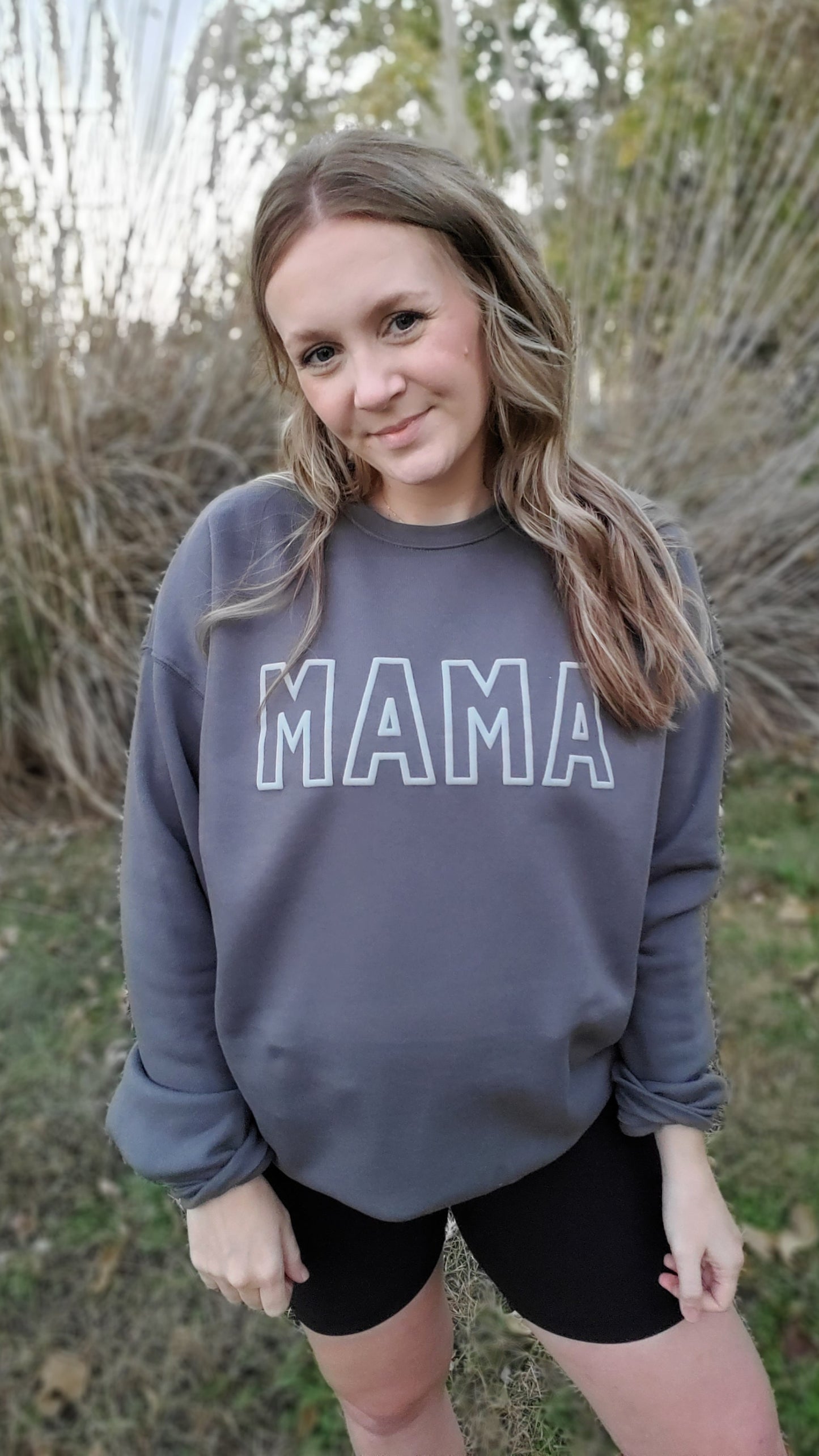 MAMA Charcoal Tonal *PUFF* Drop Shoulder Crewneck