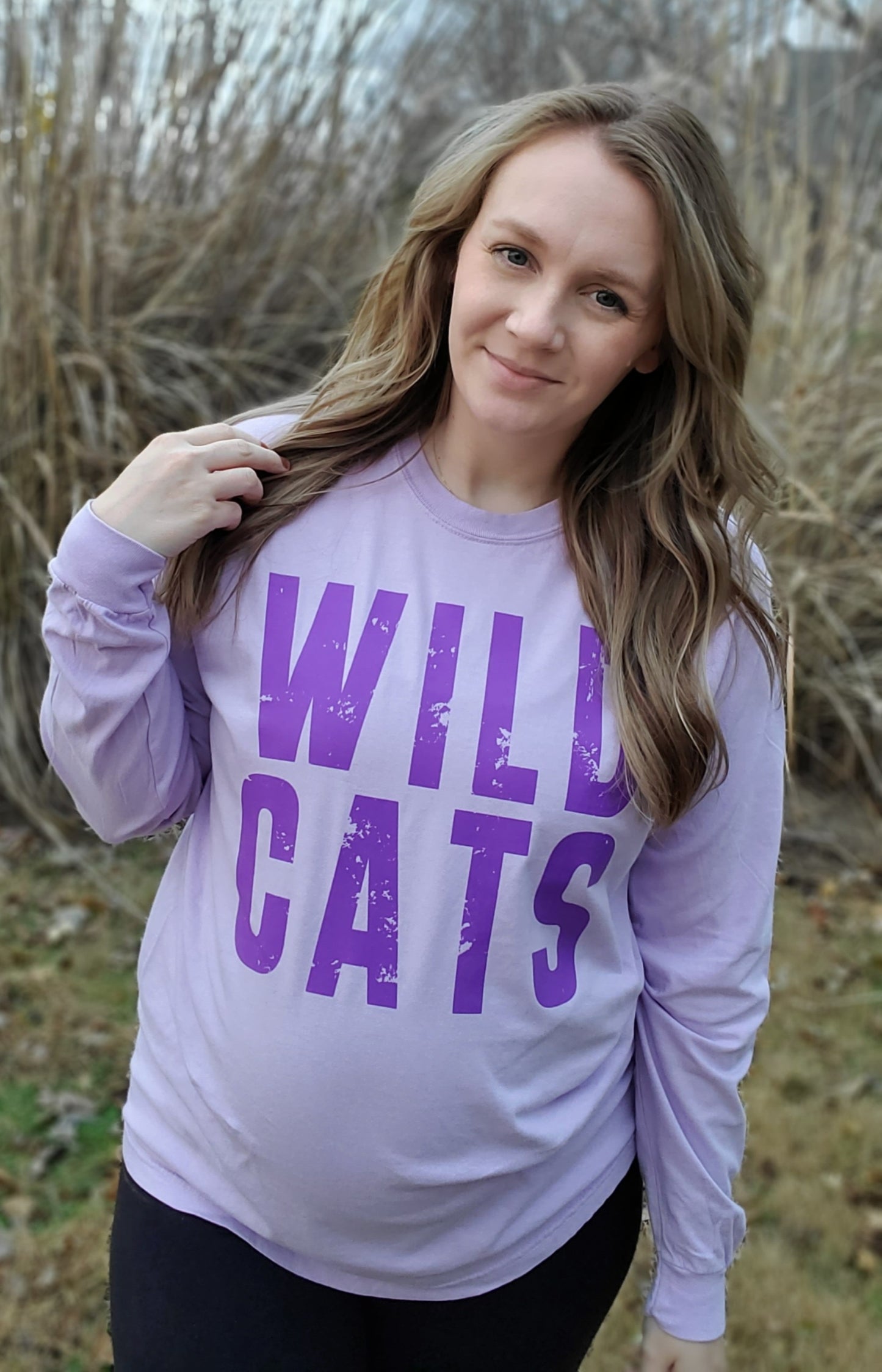 WILDCATS Lavender Vintage Wash Long Sleeve Tee