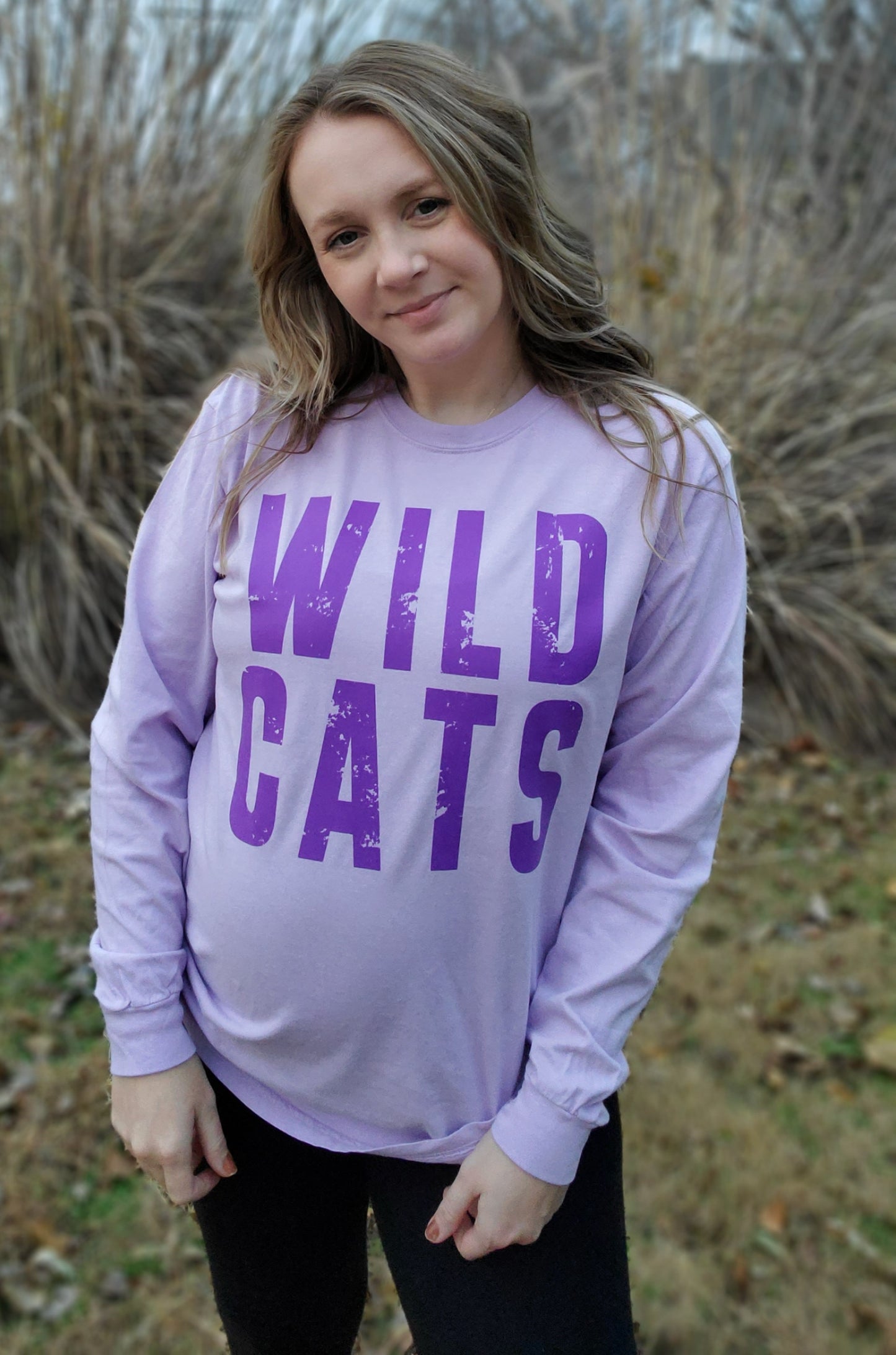 WILDCATS Lavender Vintage Wash Long Sleeve Tee