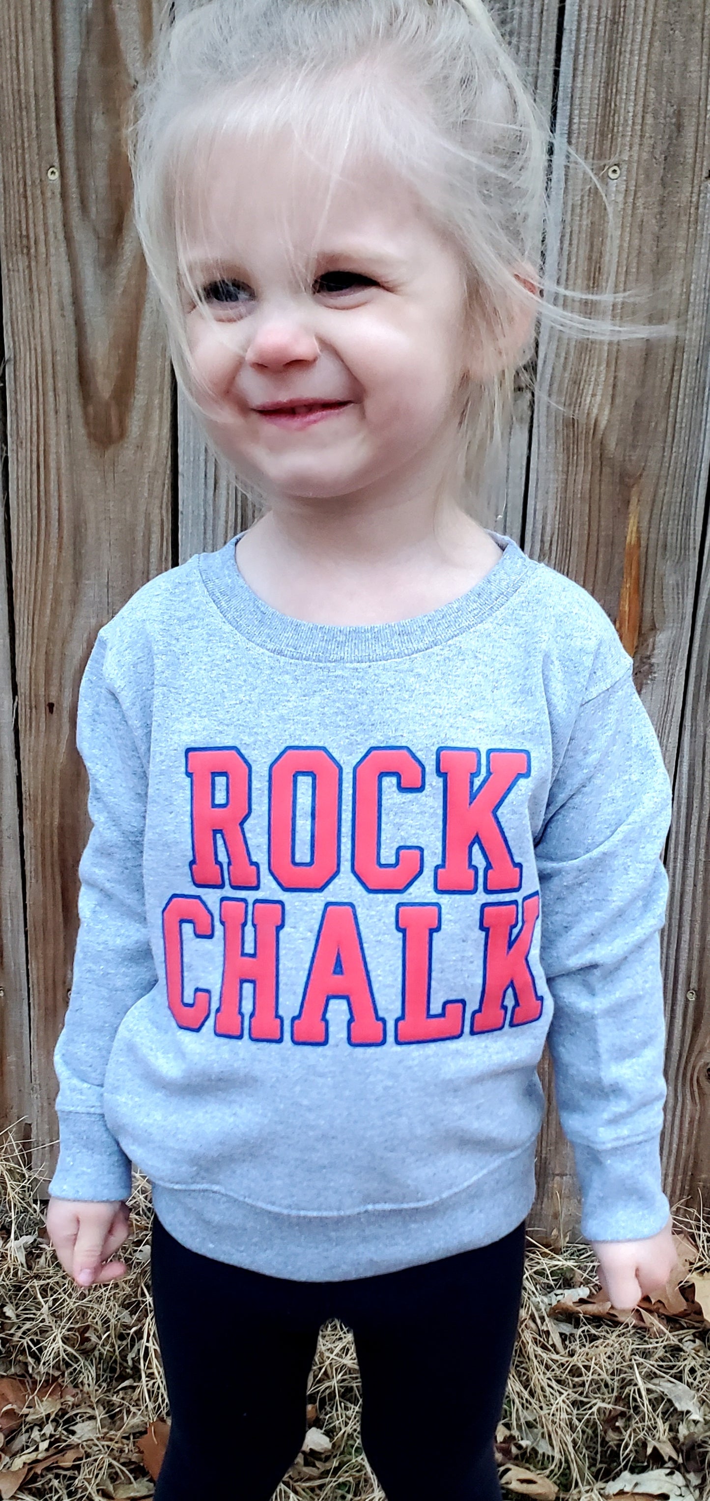 R.C. KANSAS Red/Blue *PUFF* Grey Crewneck Sweatshirt (KIDS)