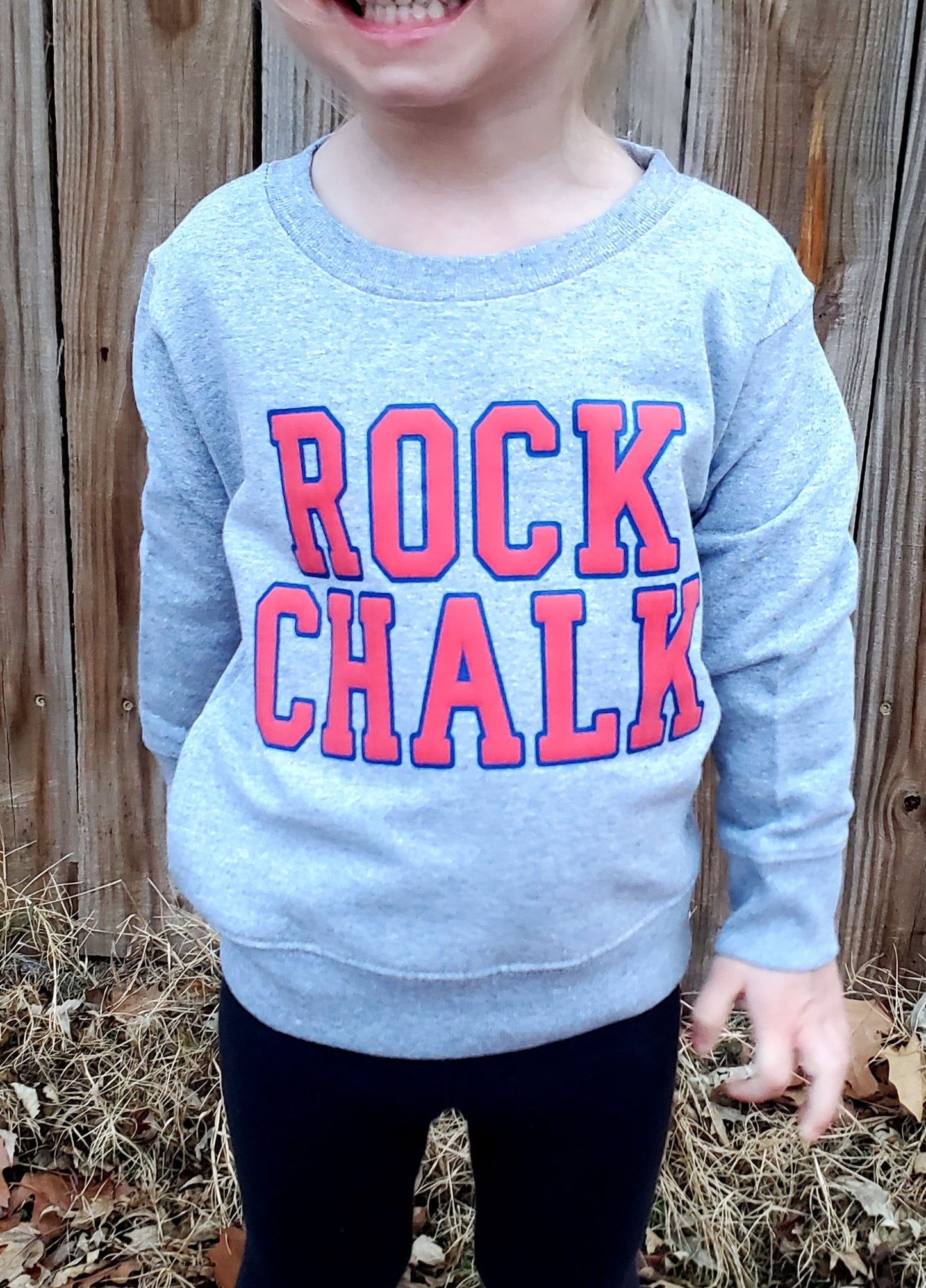 R.C. KANSAS Red/Blue *PUFF* Grey Crewneck Sweatshirt (KIDS)