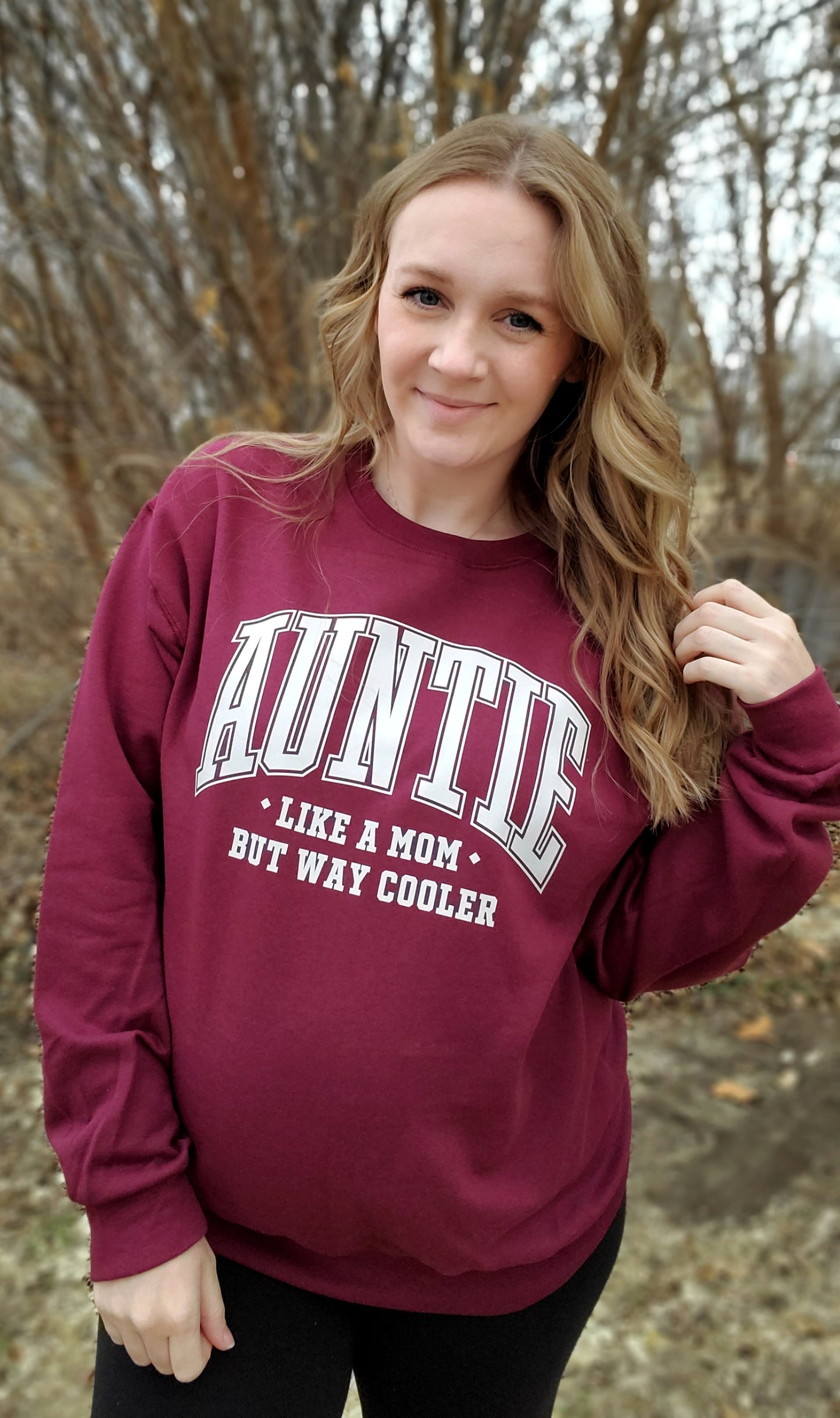 AUNTIE Varsity Maroon Crewneck Sweatshirt