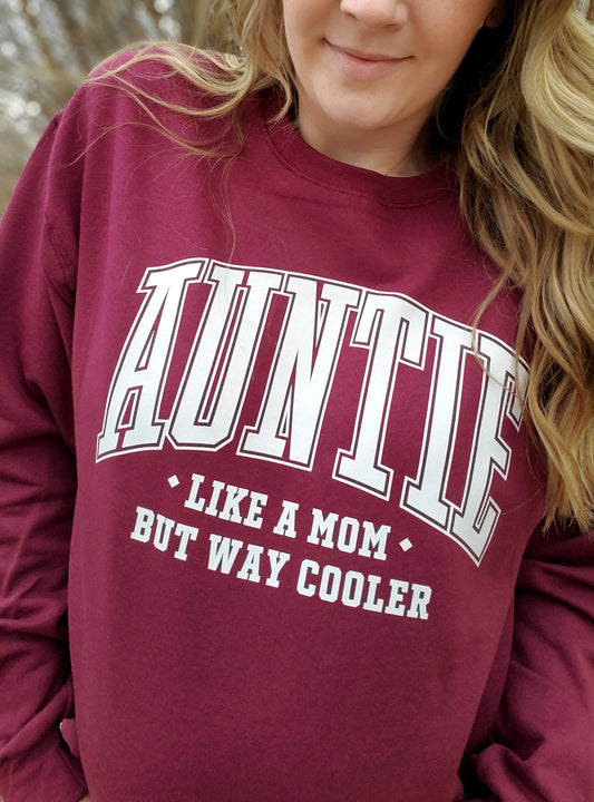 AUNTIE Varsity Maroon Crewneck Sweatshirt