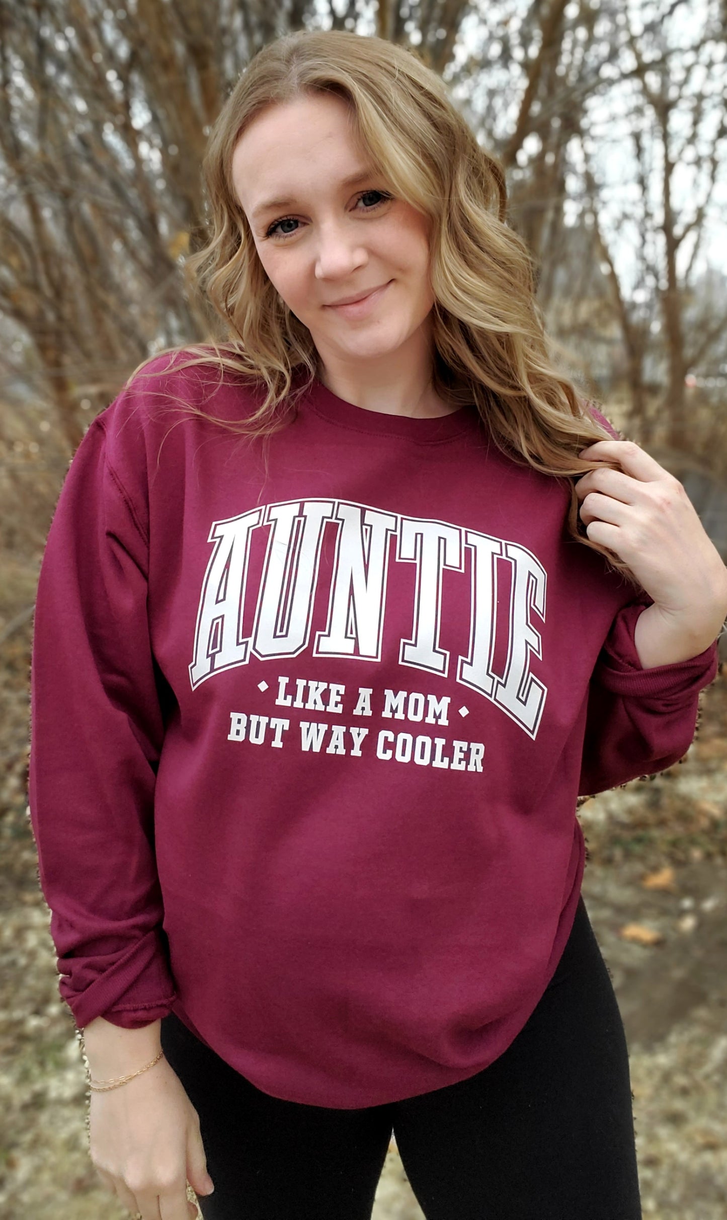 AUNTIE Varsity Maroon Crewneck Sweatshirt