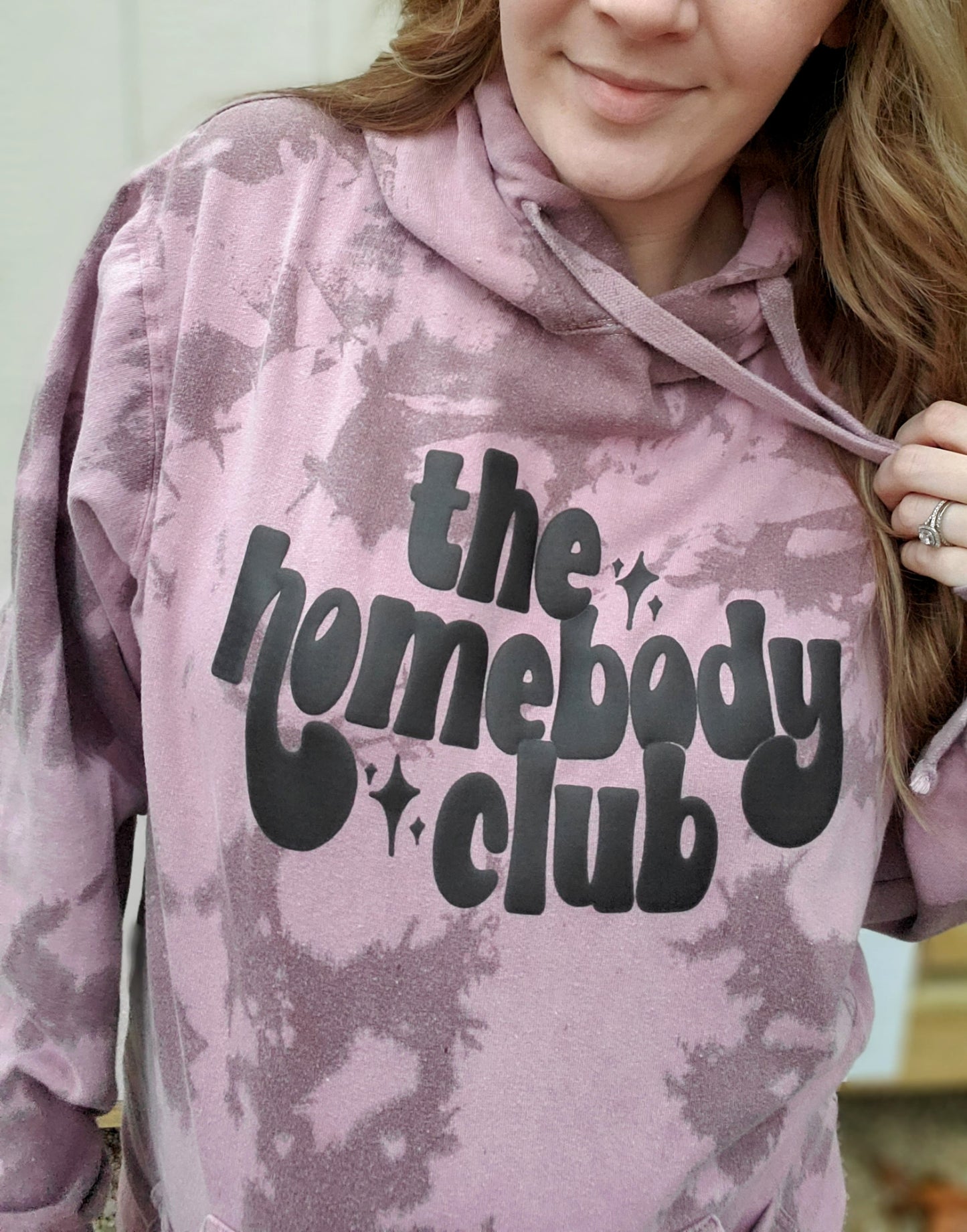 THE HOMEBODY CLUB *PUFF* Mauve Tie-Dye Hoodie