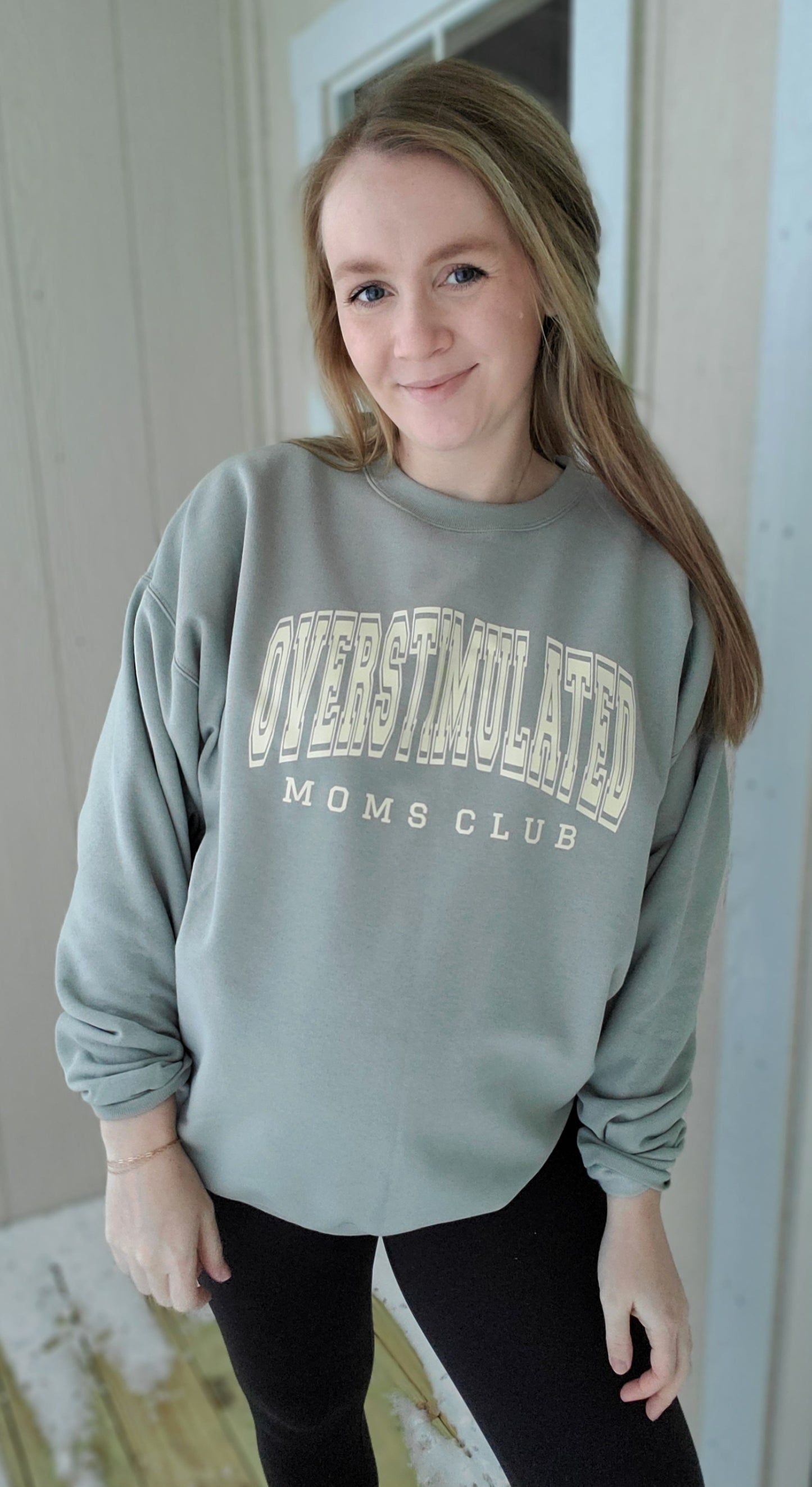 OVERSTIMULATED MOMS CLUB Sage Crewneck Sweatshirt