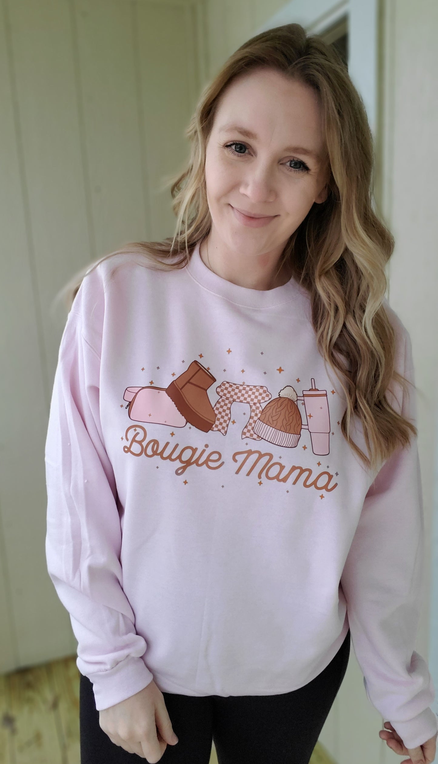 BOUGIE MAMA Pink Crewneck Sweatshirt