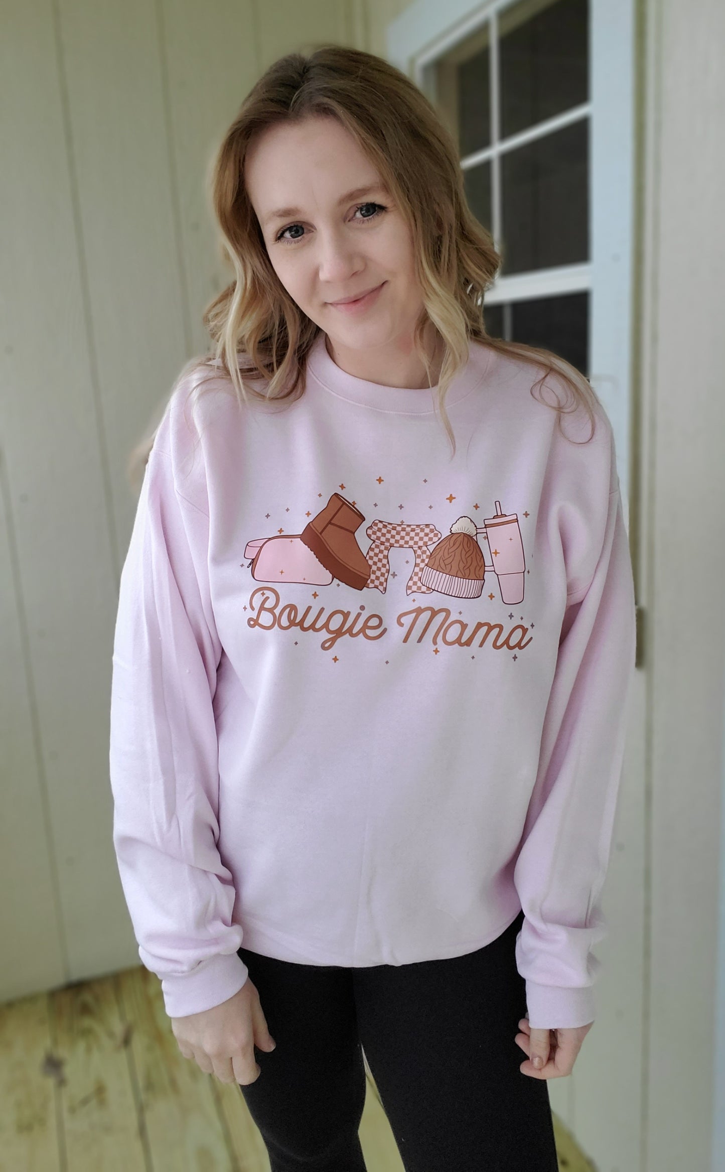 BOUGIE MAMA Pink Crewneck Sweatshirt