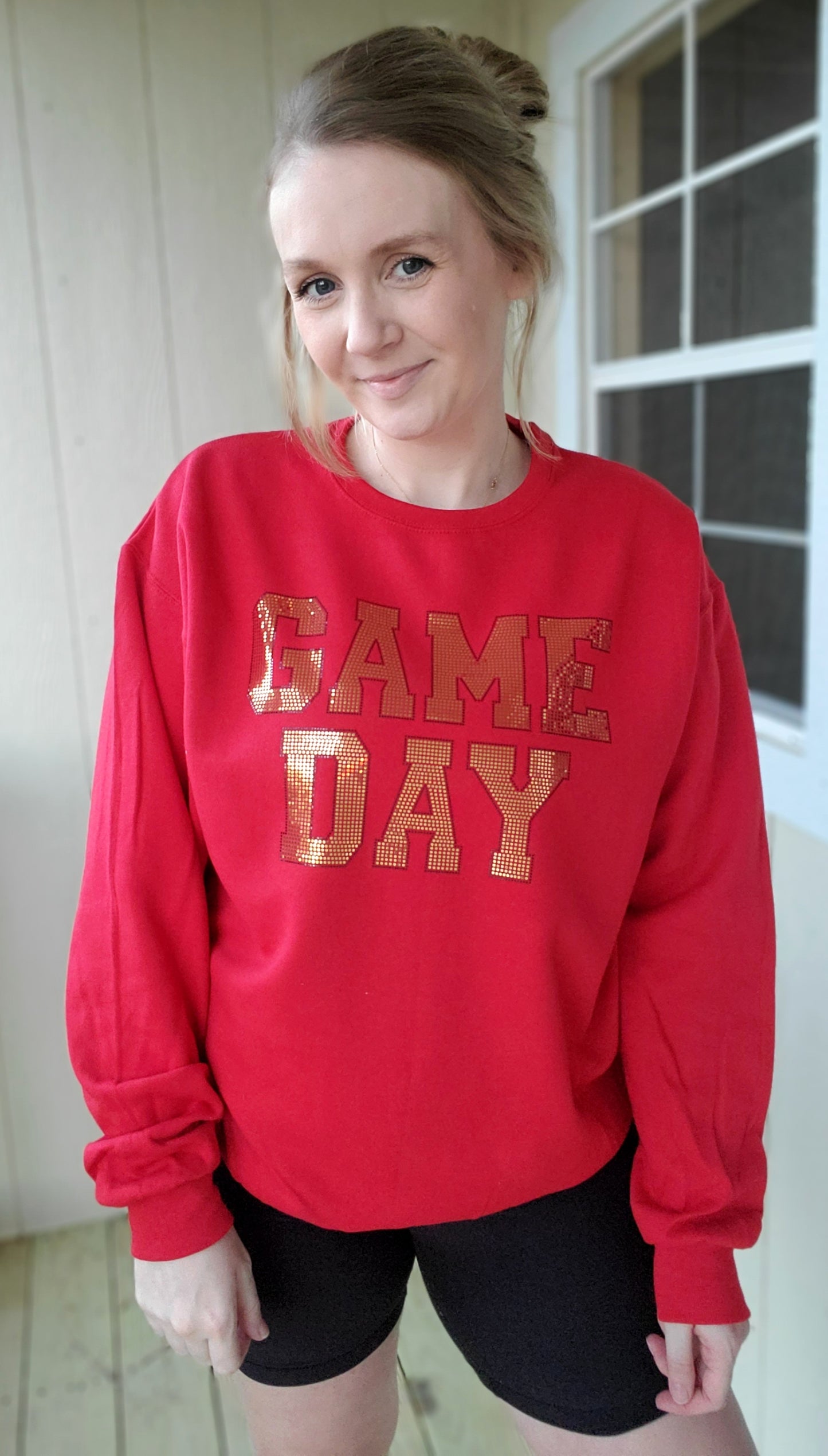 GAME DAY *Spangle* Red Crewneck Sweatshirt