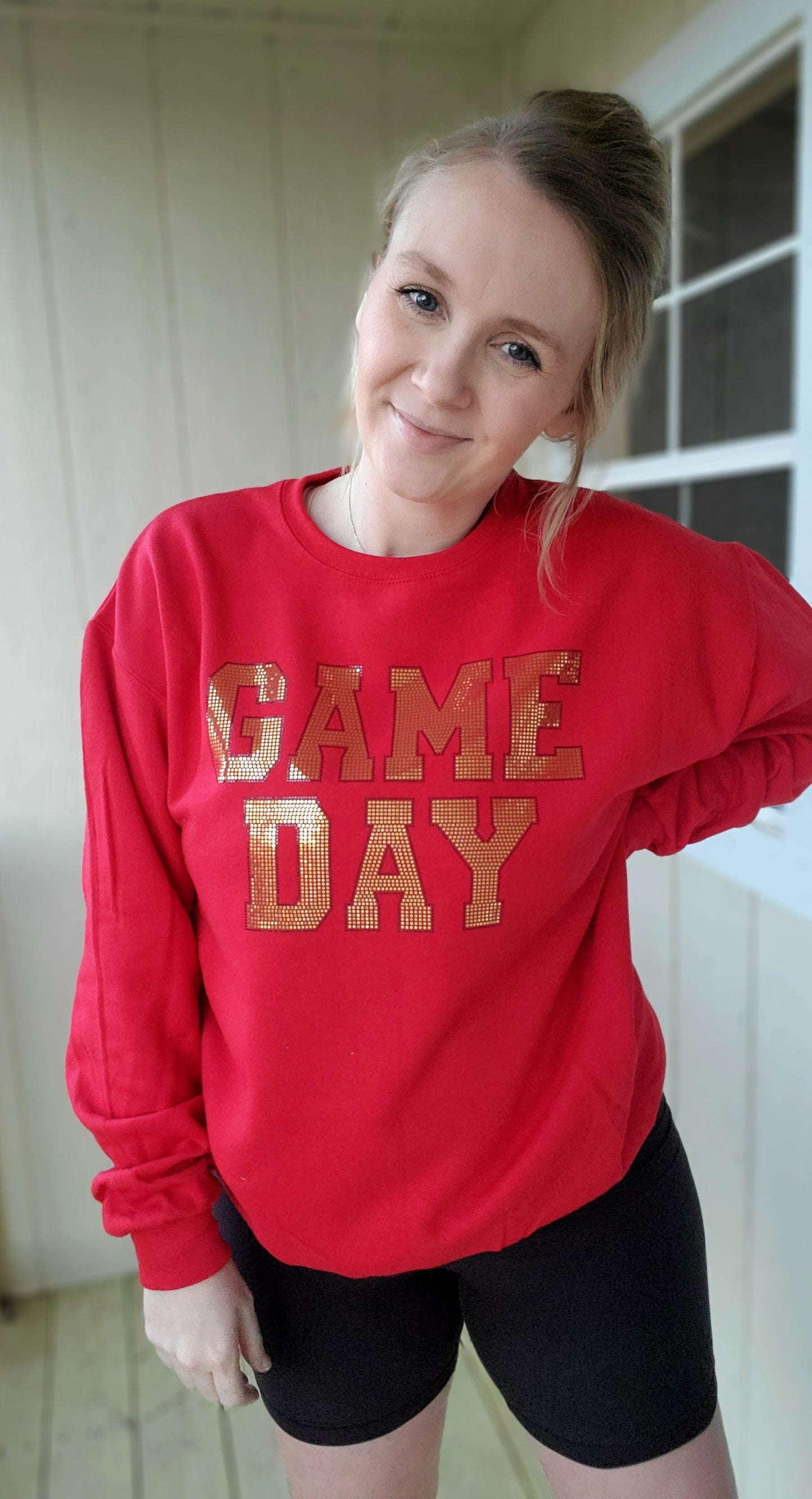 GAME DAY *Spangle* Red Crewneck Sweatshirt