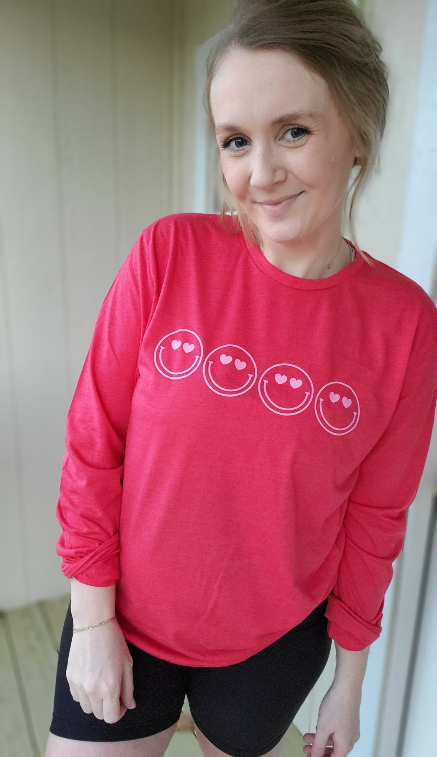 HEART EYES Red Long Sleeve Shirt (ADULT)