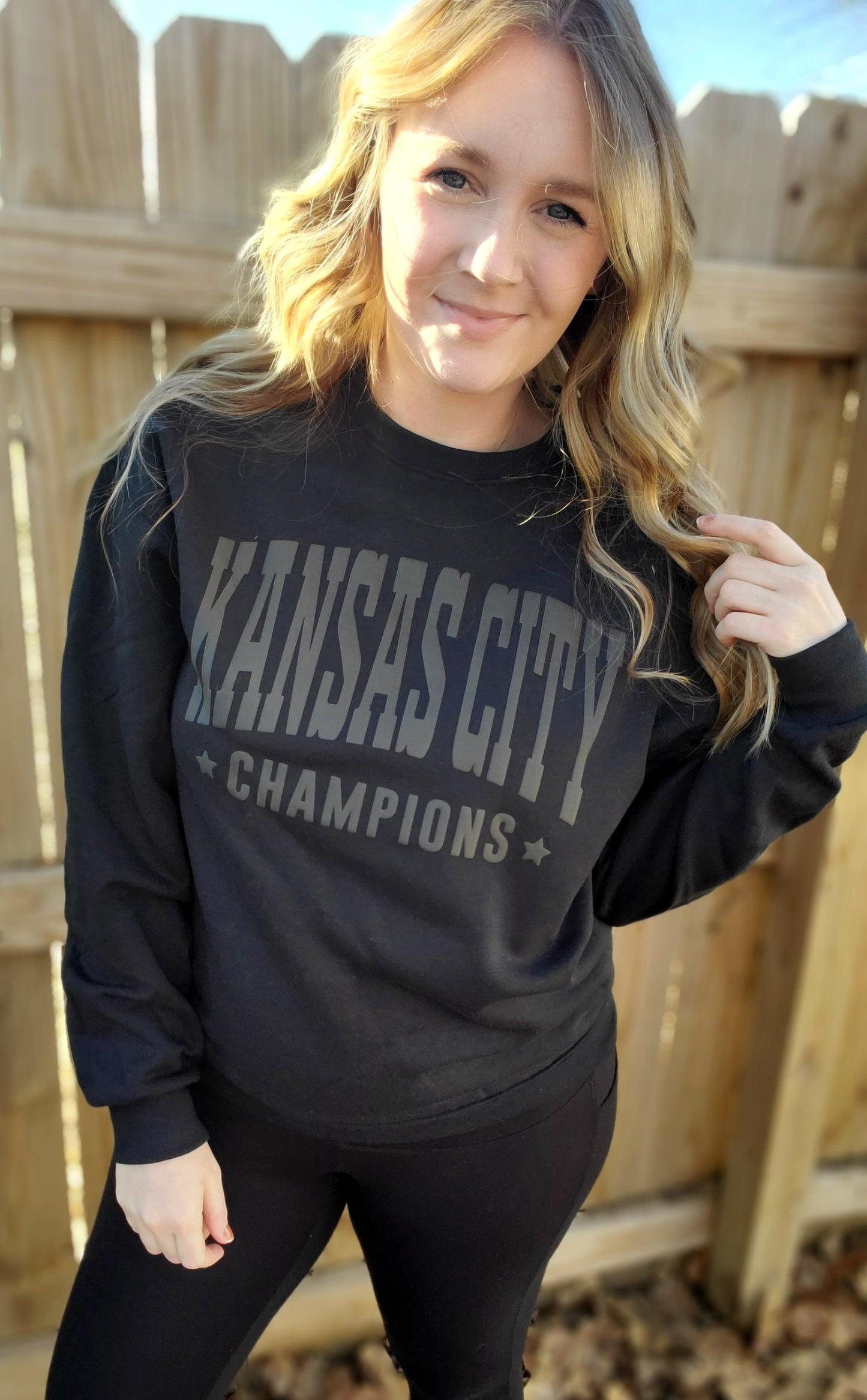 KANSAS CITY CHAMPIONS Black *PUFF* Crewneck Sweatshirt