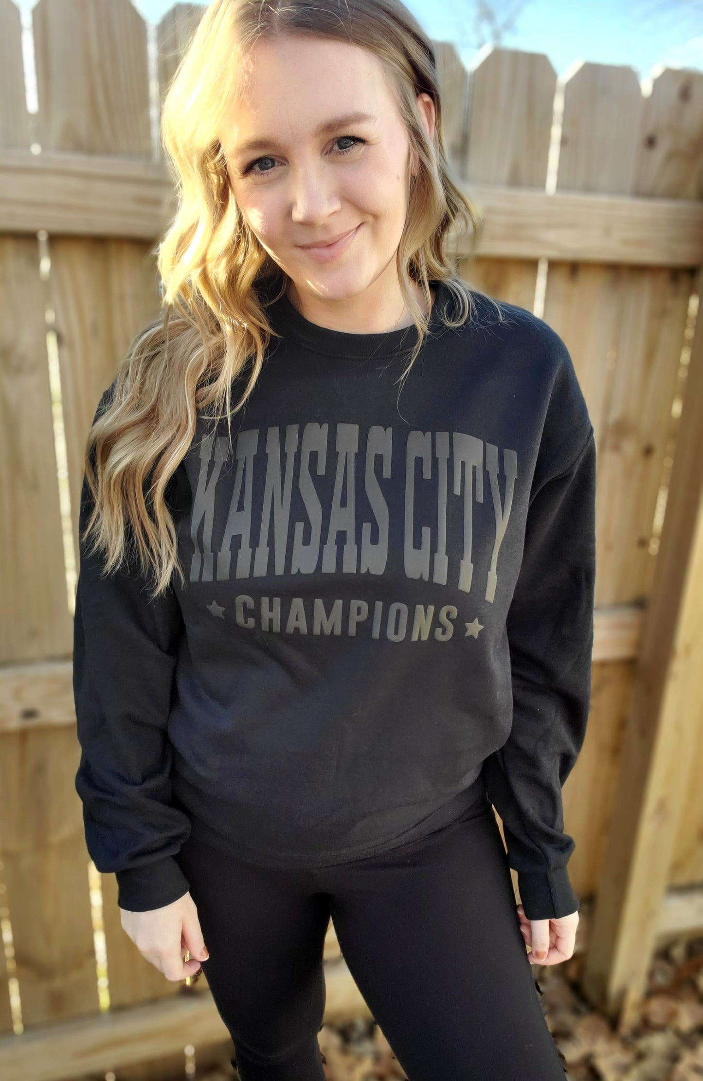 KANSAS CITY CHAMPIONS Black *PUFF* Crewneck Sweatshirt