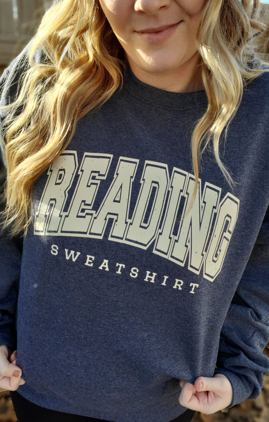 READING SWEATSHIRT Heather Navy Crewneck Sweatshirt