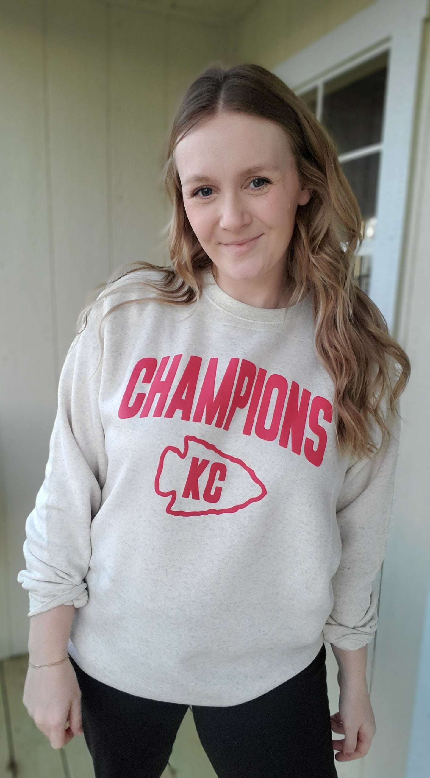 CHAMPIONS ARROW *PUFF* Heather Oatmeal Crewneck Sweatshirt