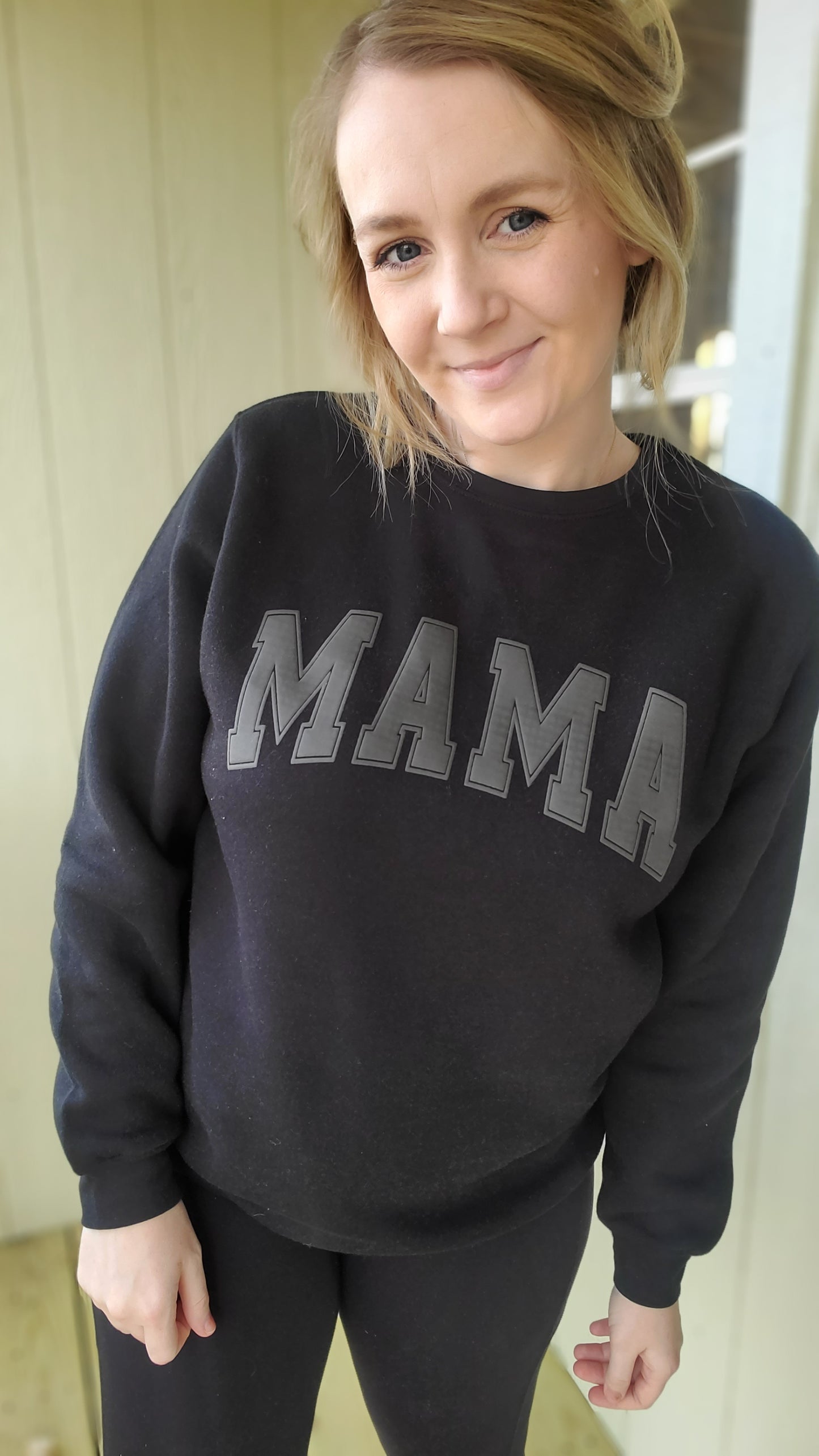 MAMA Varsity Black *PUFF* Crewneck Sweatshirt