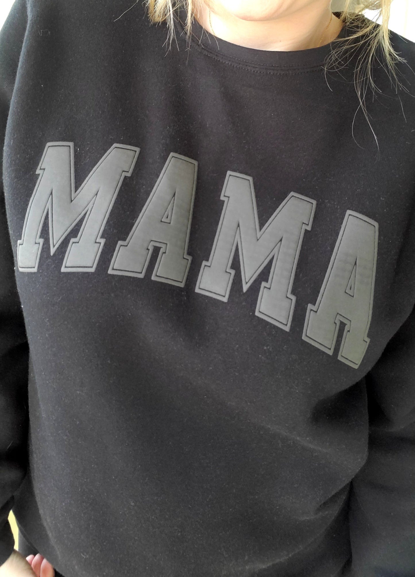 MAMA Varsity Black *PUFF* Crewneck Sweatshirt