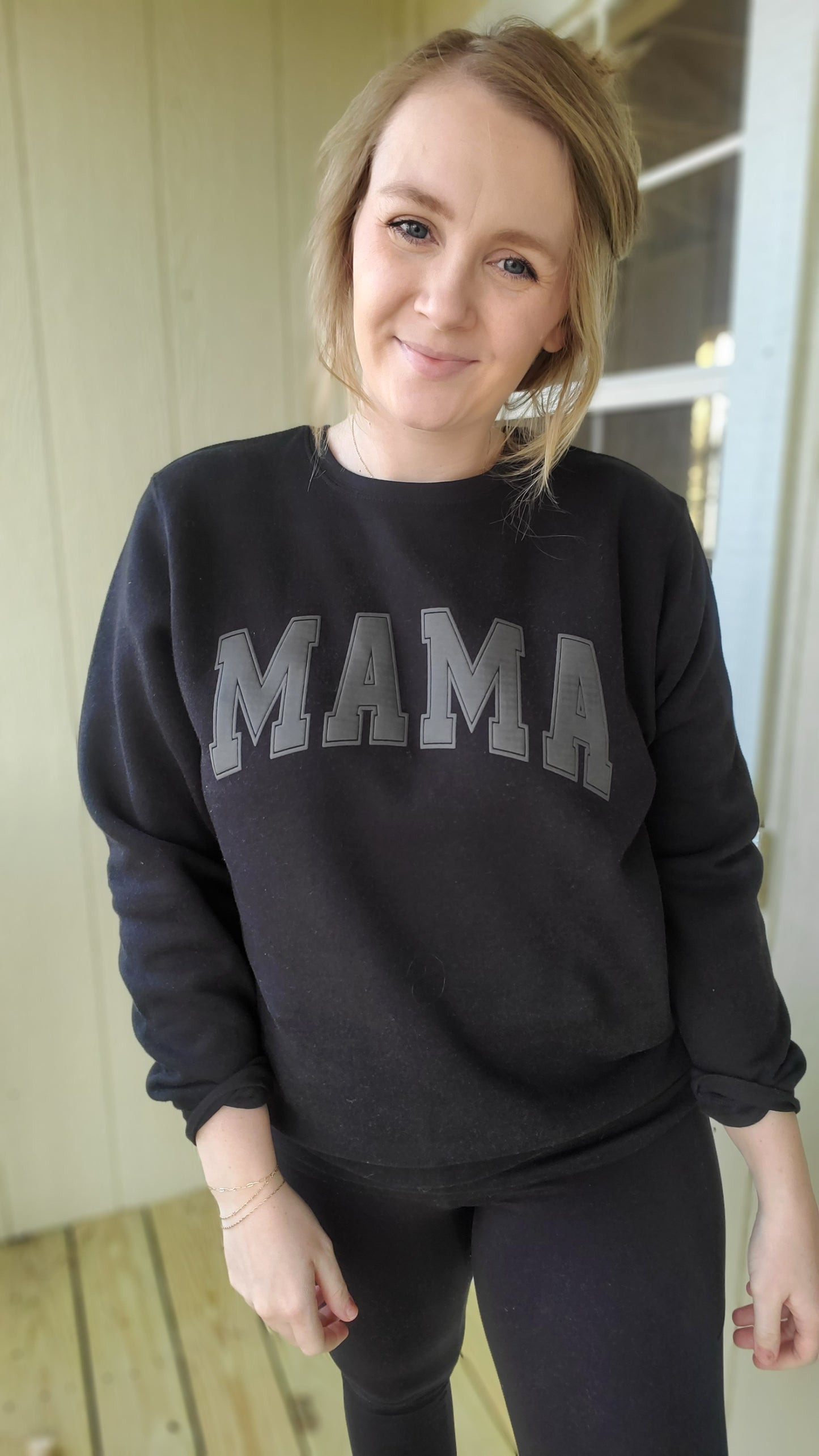 MAMA Varsity Black *PUFF* Crewneck Sweatshirt