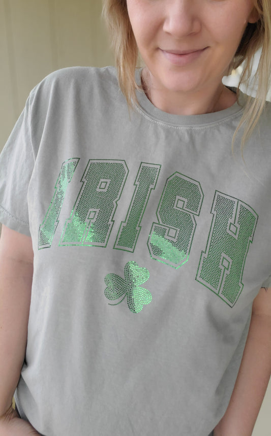 IRISH *Spangle* Green on Sage Vintage Wash Tee