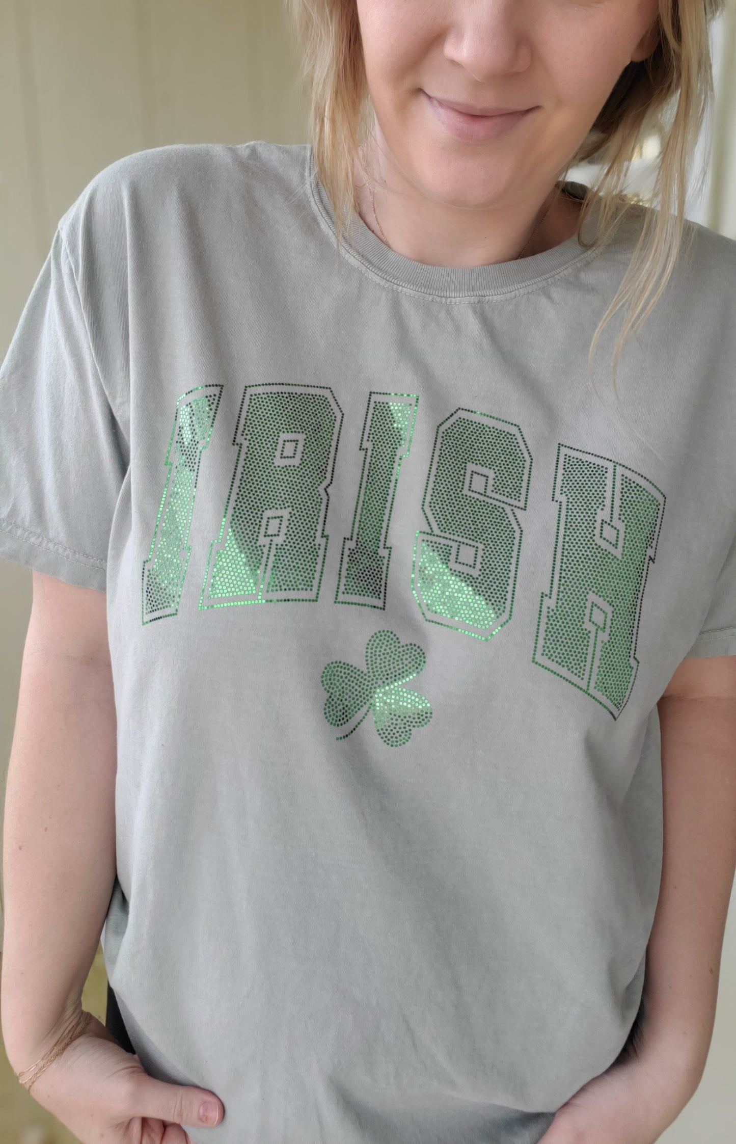 IRISH *Spangle* Green on Sage Vintage Wash Tee