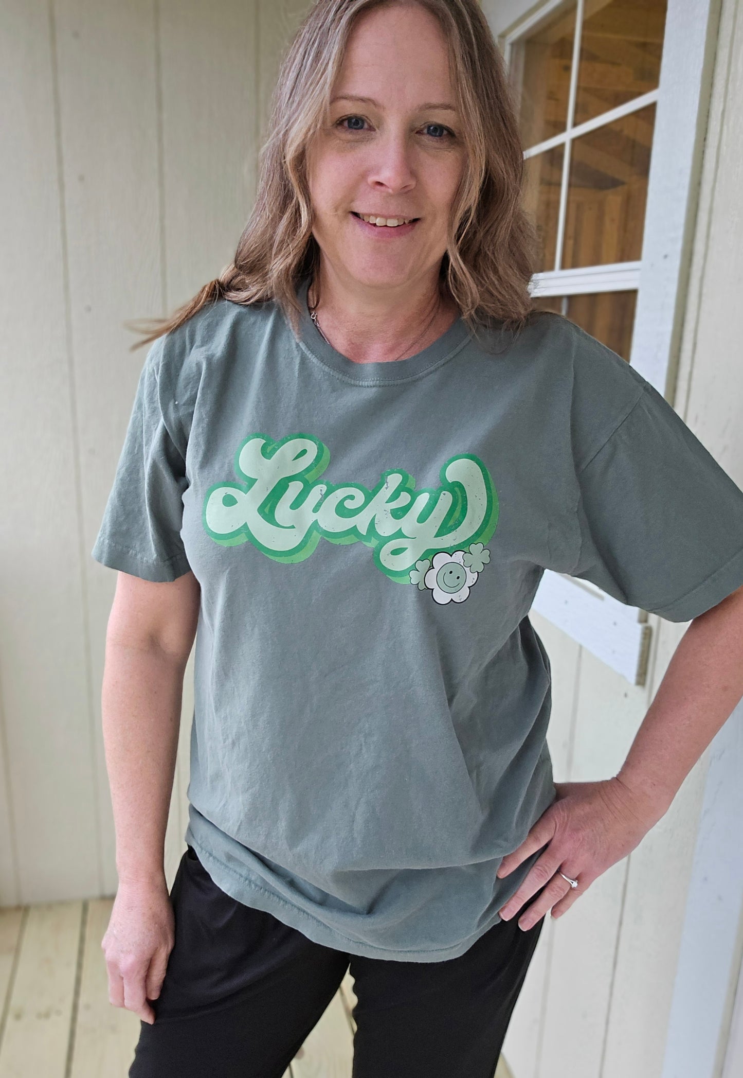 LUCKY Retro Green Vintage Wash Short Sleeve Tee