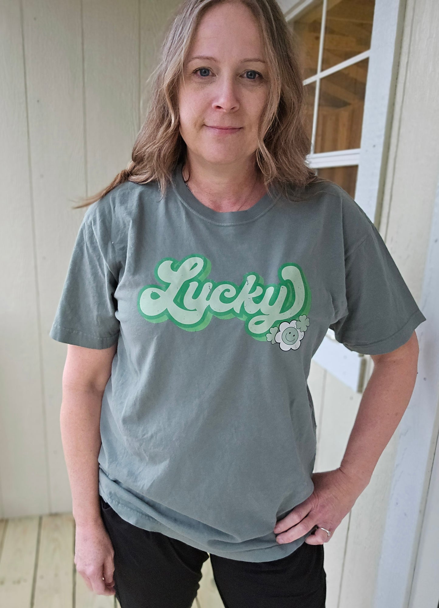 LUCKY Retro Green Vintage Wash Short Sleeve Tee