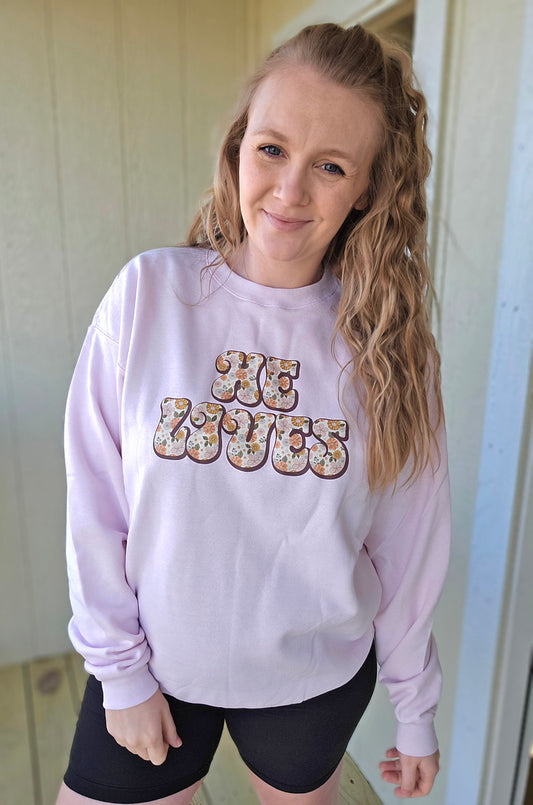 HE LIVES Floral Light Pink Crewneck Sweatshirt