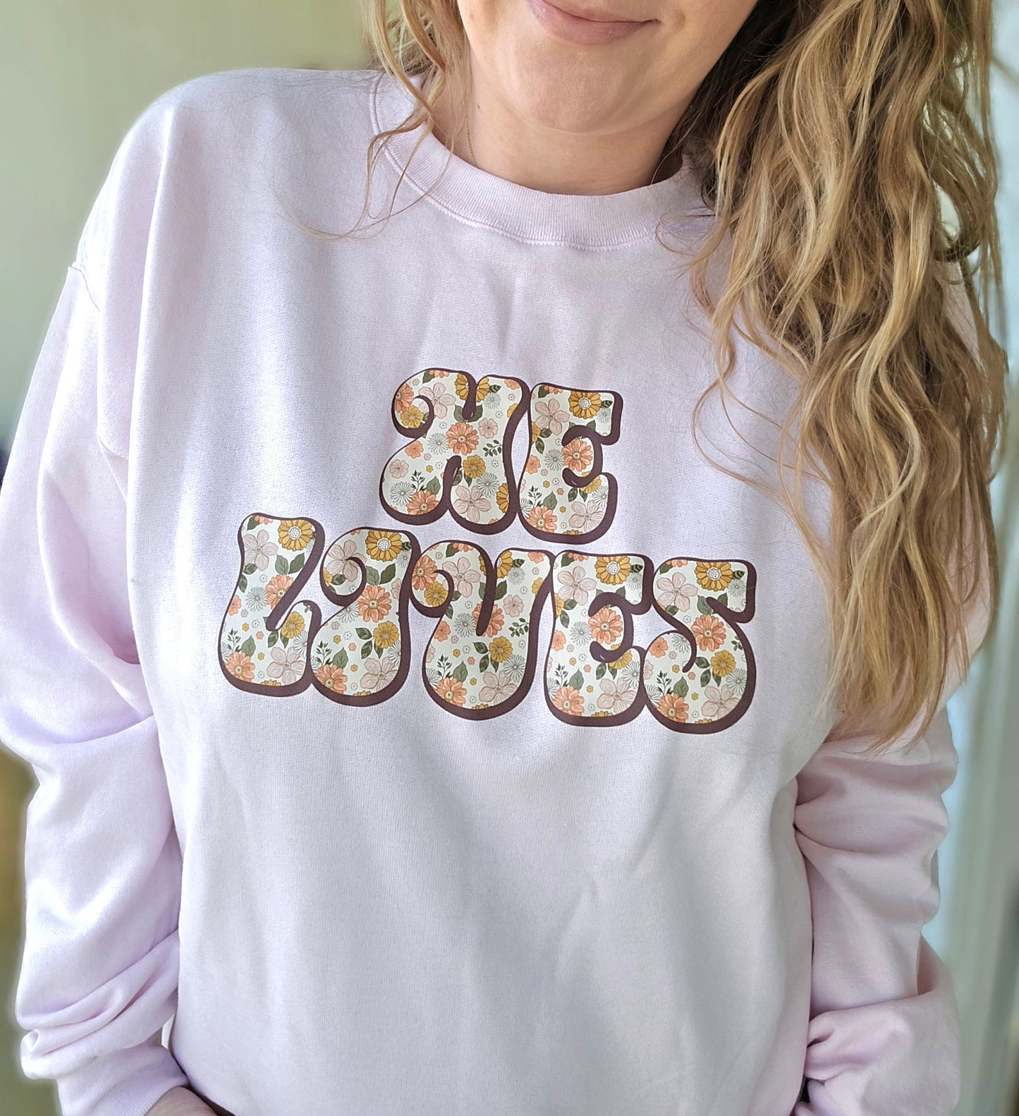 HE LIVES Floral Light Pink Crewneck Sweatshirt