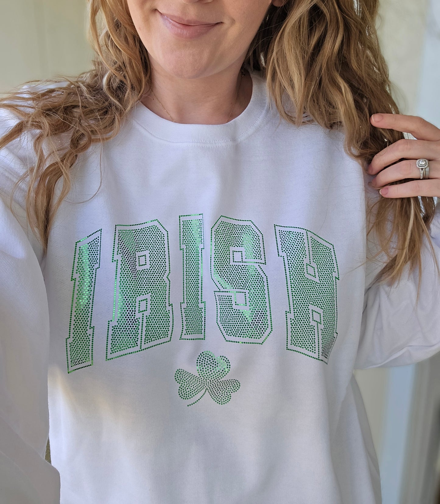 IRISH *Spangle* Green on White Crewneck Sweatshirt