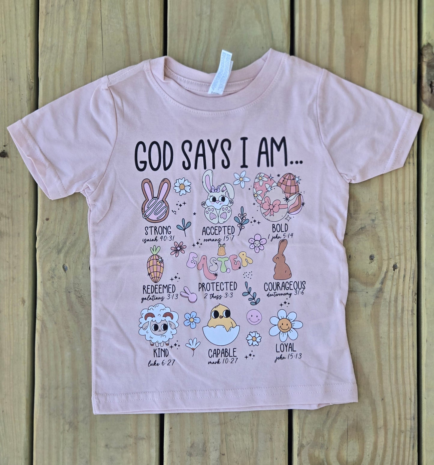 GOD SAYS I AM Blush Easter Tee (TODDLER)