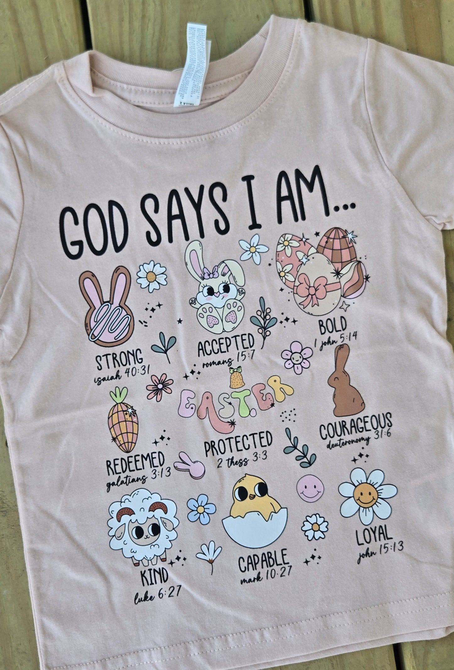 GOD SAYS I AM Blush Easter Tee (TODDLER)