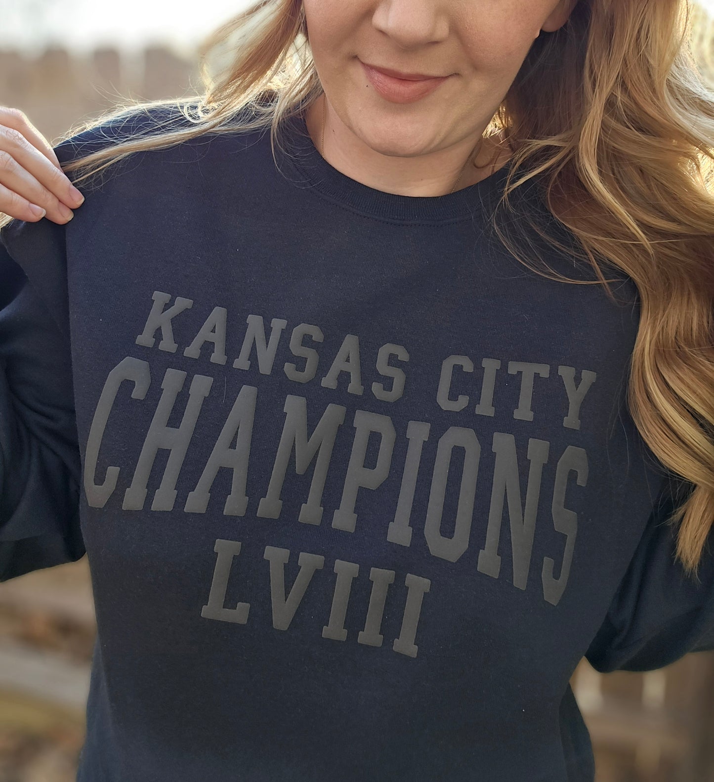 KC CHAMPS Black *PUFF* Crewneck Sweatshirt