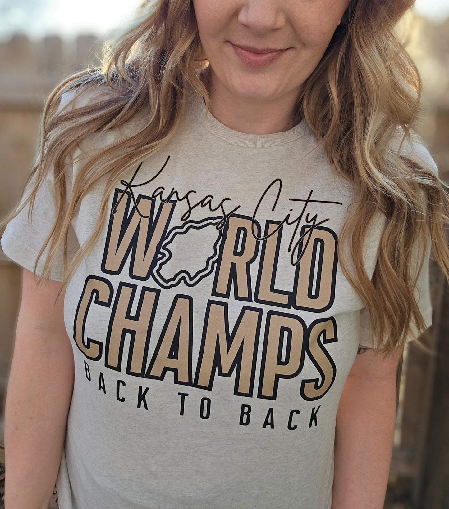 WORLD CHAMPS Ivory Heather Short Sleeve Tee