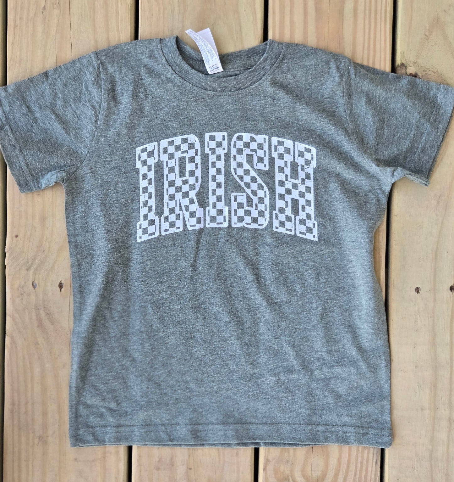 IRISH Arched Checker Heather Olive Green Tee (KIDS)