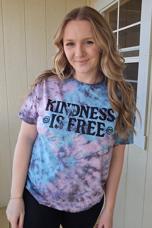 KINDNESS IS FREE Tie Dye Short Sleeve Tee