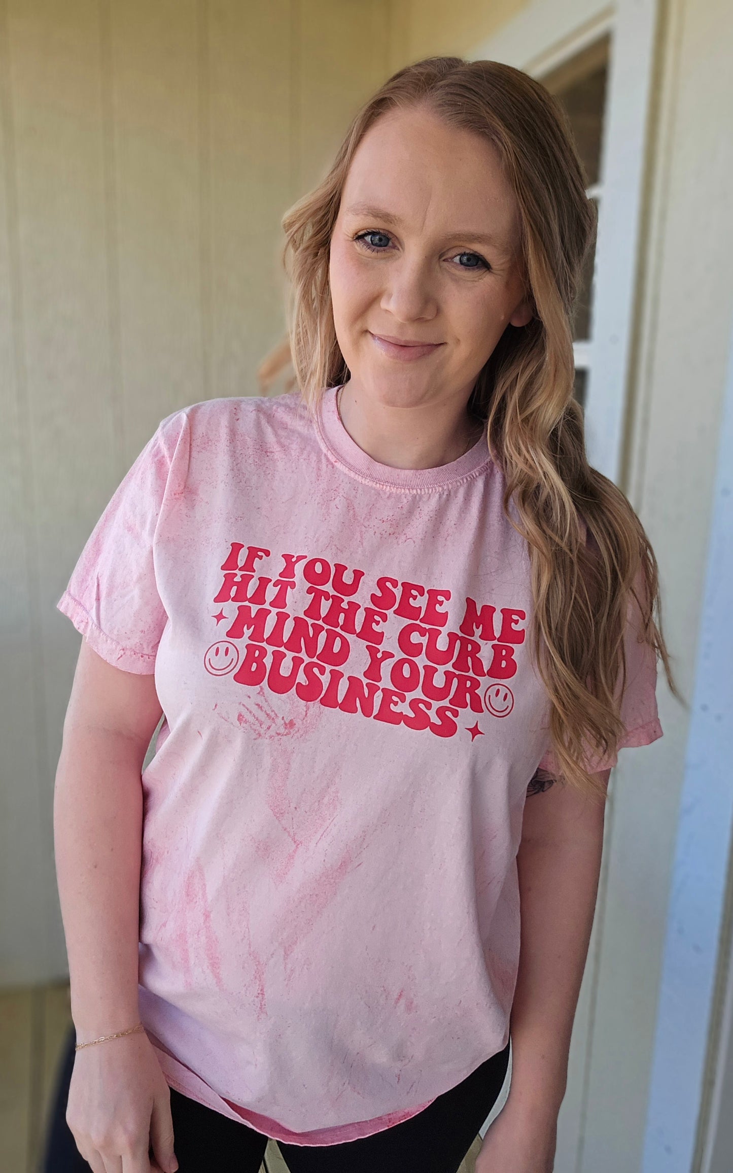 MIND YOUR BUSINESS Pink Colorblast Short Sleeve Tee