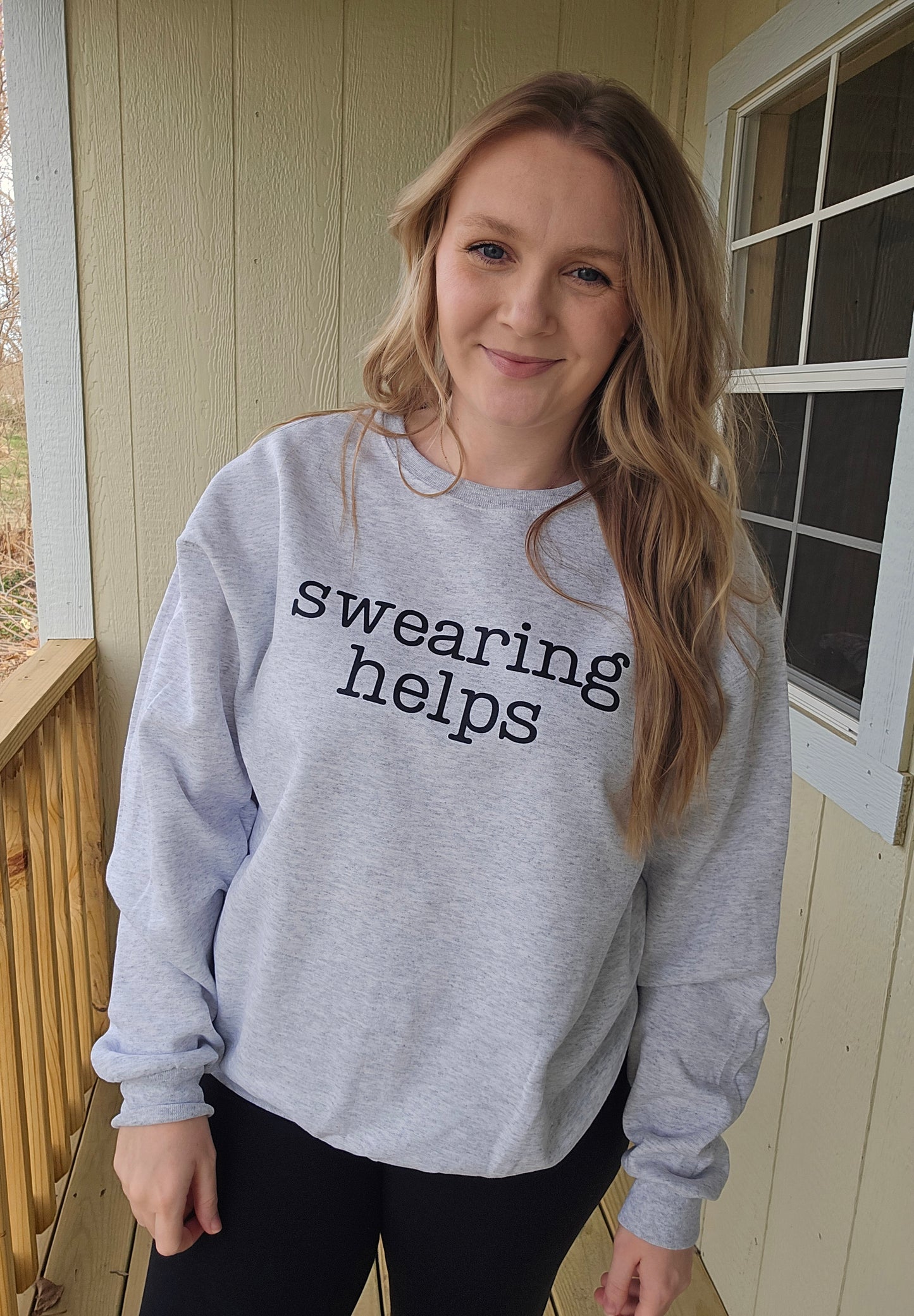 SWEARING HELPS Ash Grey Crewneck Sweatshirt