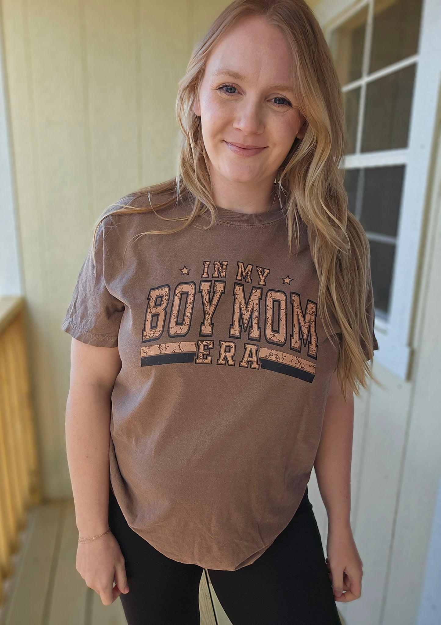 IN MY BOY MOM ERA Espresso Vintage Wash Short Sleeve Tee