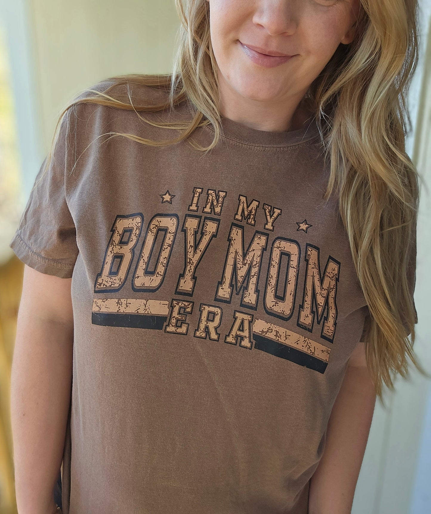 IN MY BOY MOM ERA Espresso Vintage Wash Short Sleeve Tee