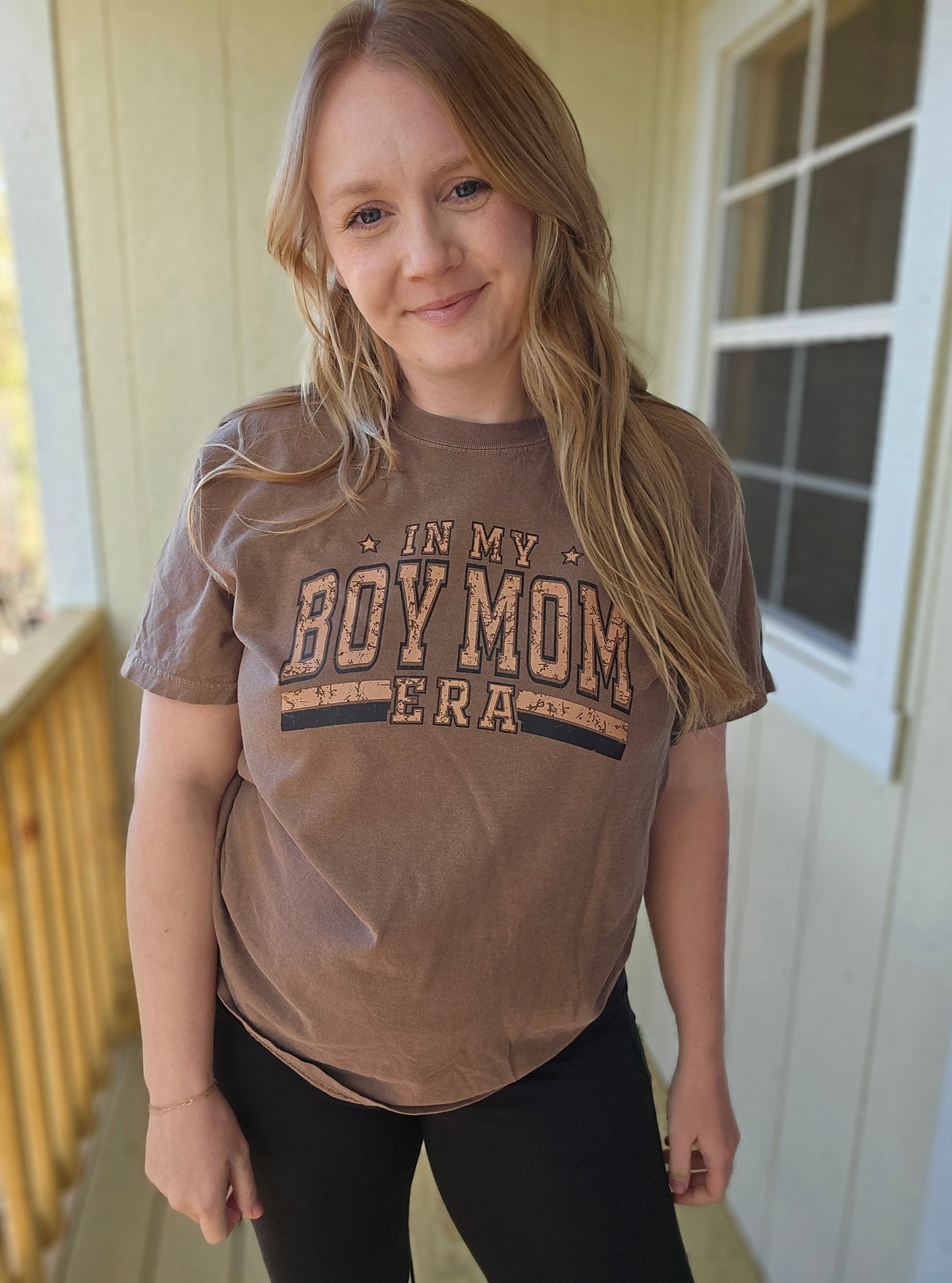 IN MY BOY MOM ERA Espresso Vintage Wash Short Sleeve Tee