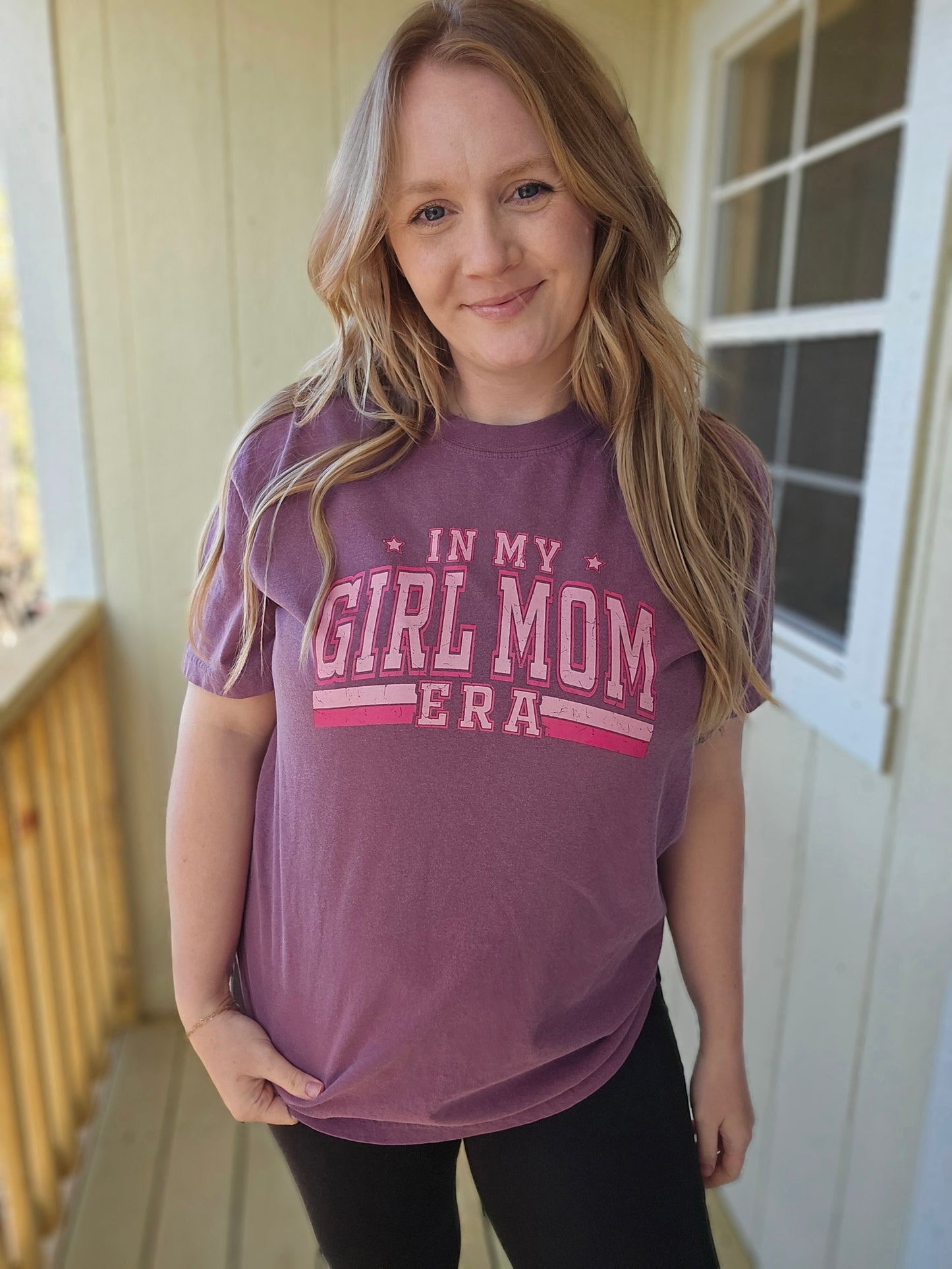 IN MY GIRL MOM ERA Berry Vintage Wash Short Sleeve Tee